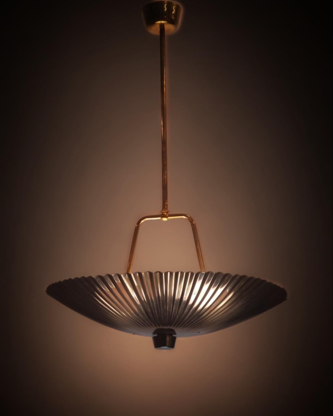 Large Paavo Tynell Sea Shell Ceiling Pendant in Copper For Sale 6
