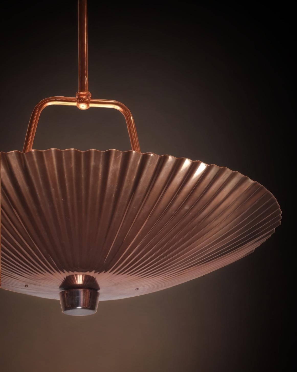 Large Paavo Tynell Sea Shell Ceiling Pendant in Copper For Sale 8