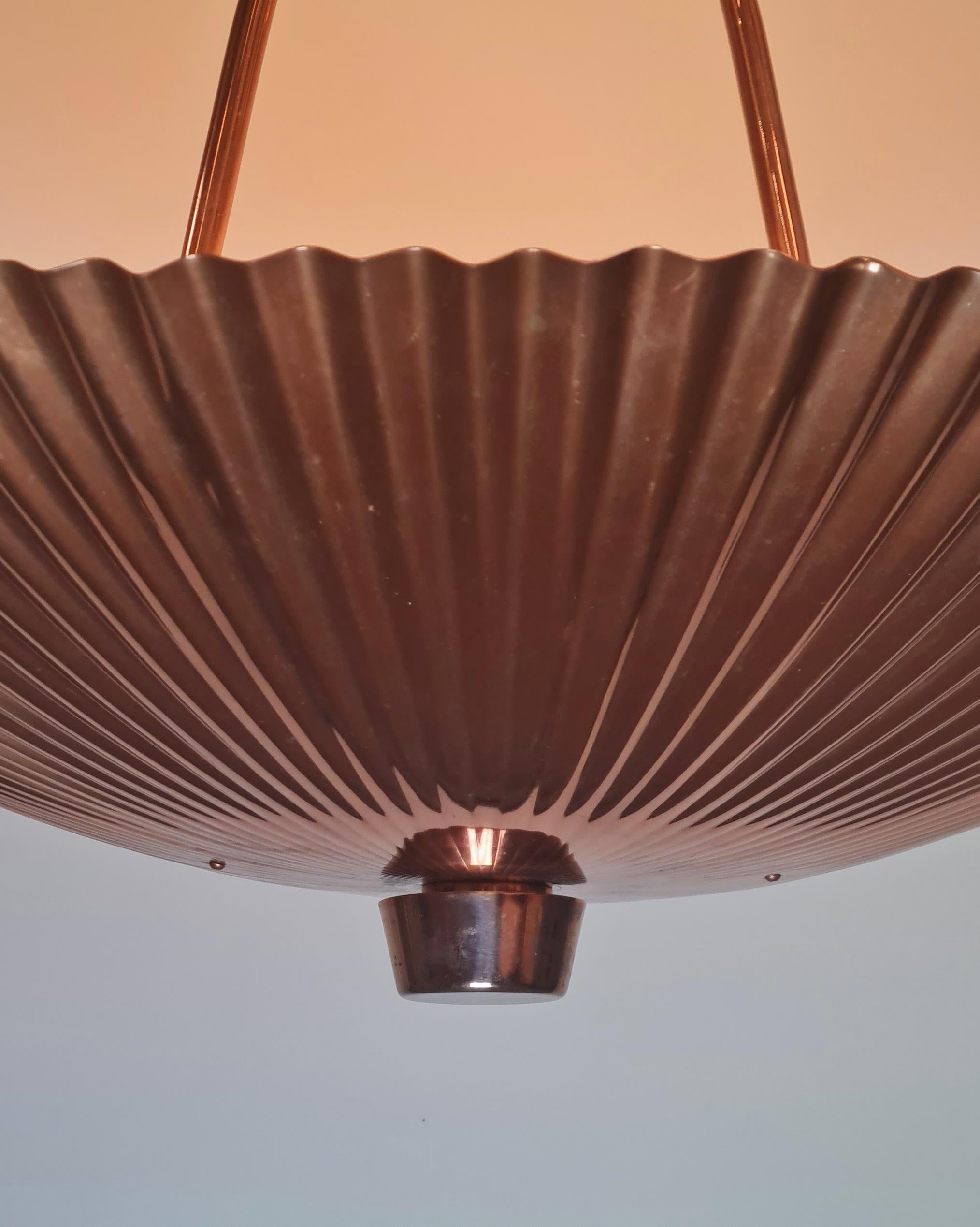 Large Paavo Tynell Sea Shell Ceiling Pendant in Copper For Sale 10