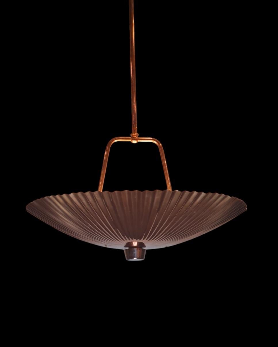 Scandinavian Modern Large Paavo Tynell Sea Shell Ceiling Pendant in Copper For Sale