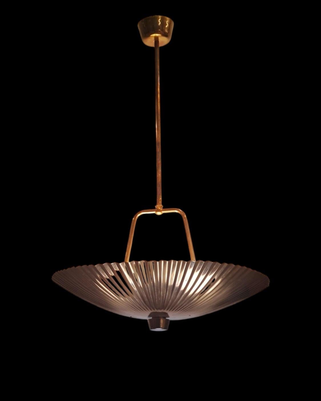 Finnish Large Paavo Tynell Sea Shell Ceiling Pendant in Copper For Sale