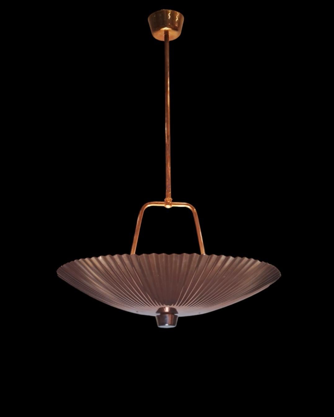 Large Paavo Tynell Sea Shell Ceiling Pendant in Copper In Good Condition For Sale In Helsinki, FI