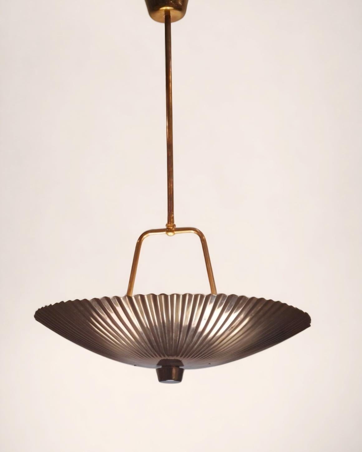 Large Paavo Tynell Sea Shell Ceiling Pendant in Copper For Sale 1