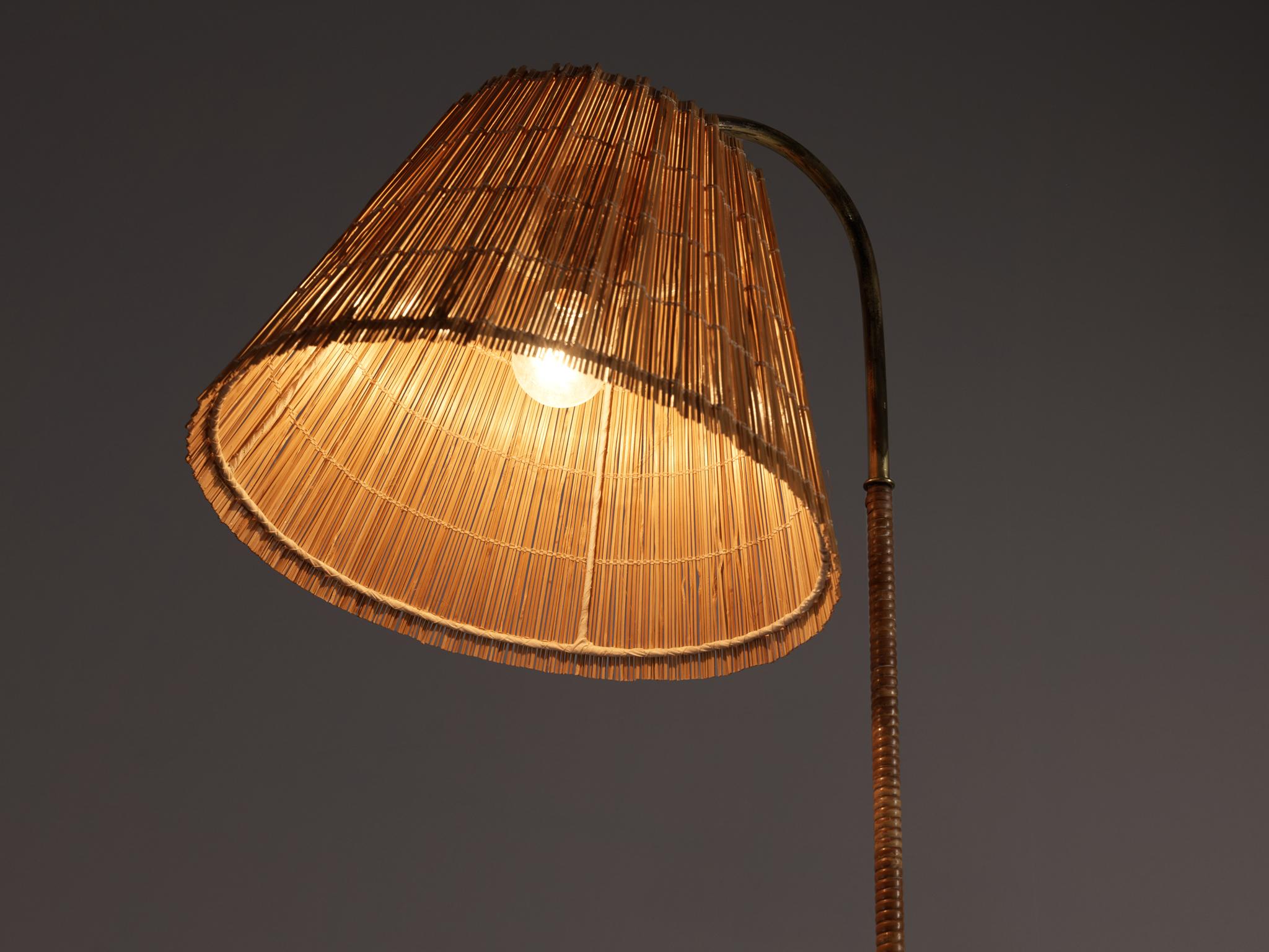 Paavo Tynell for Taito Floor Lamp in Brass and Cane 2