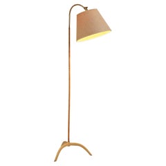 Paavo Tynell for Taito Floor Lamp Model 9609 in Brass and Cane