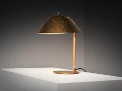 Paavo Tynell for Taito Oy '9209' Table Lamp in Brass and Cane