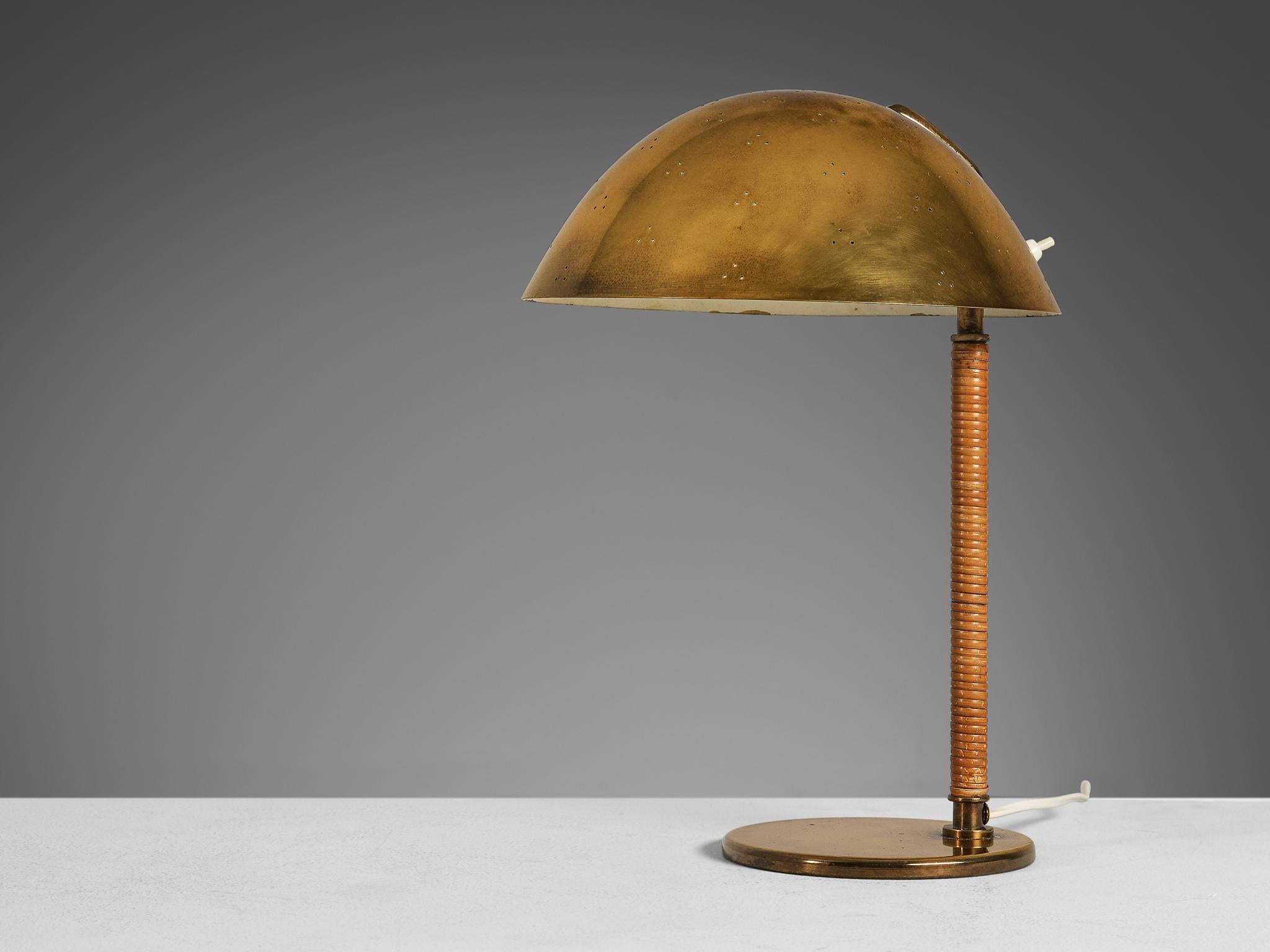 Paavo Tynell for Taito Oy '9209' Table Lamp in Brass and Cane  1