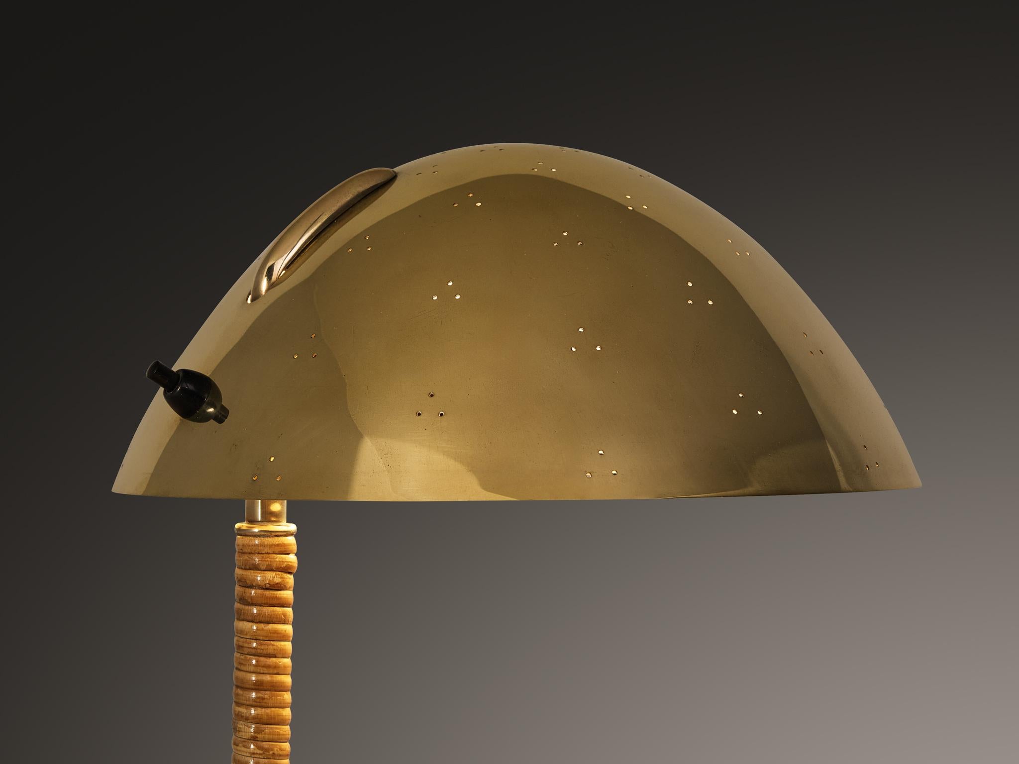 Paavo Tynell for Taito Oy '9209' Table Lamps in Brass and Cane For Sale 4