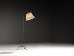 Paavo Tynell for Taito Oy '9609' Floor Lamp in Brass and Cane