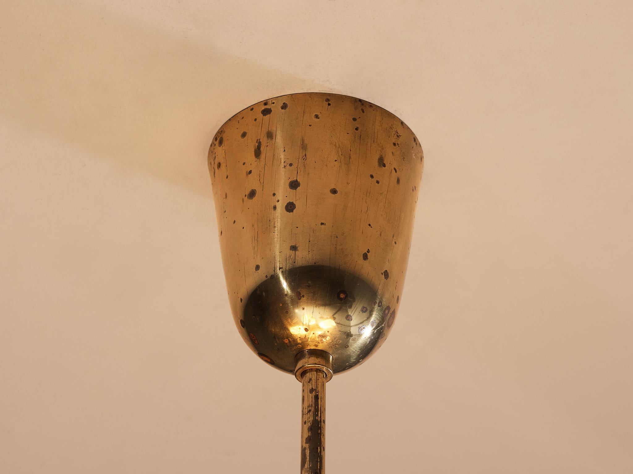 Paavo Tynell for Taito Oy 'Concerto' Chandelier in Brass and Amber Glass 3