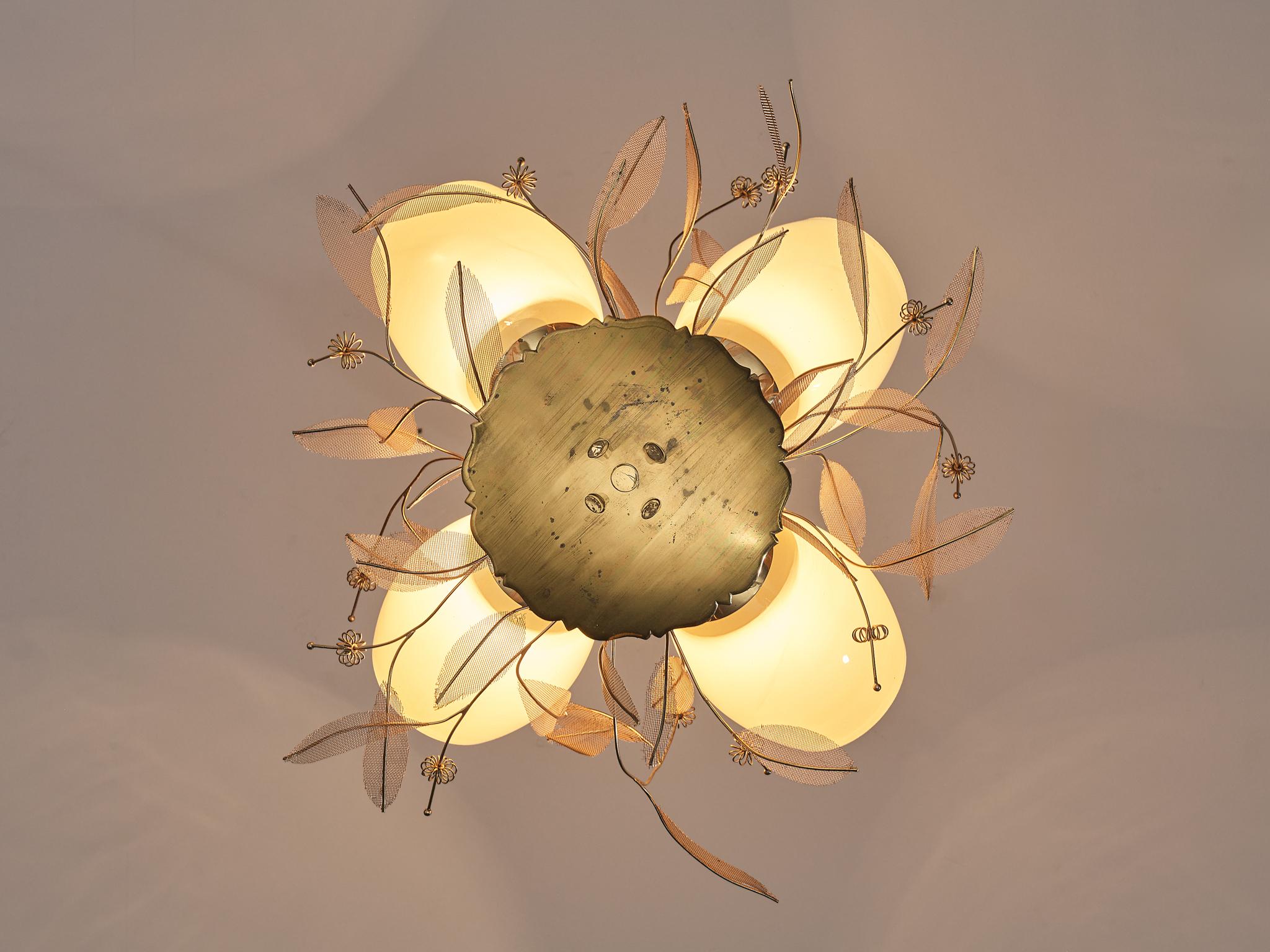 Paavo Tynell for Taito Oy 'Concerto' Chandelier in Brass and Amber Glass 2