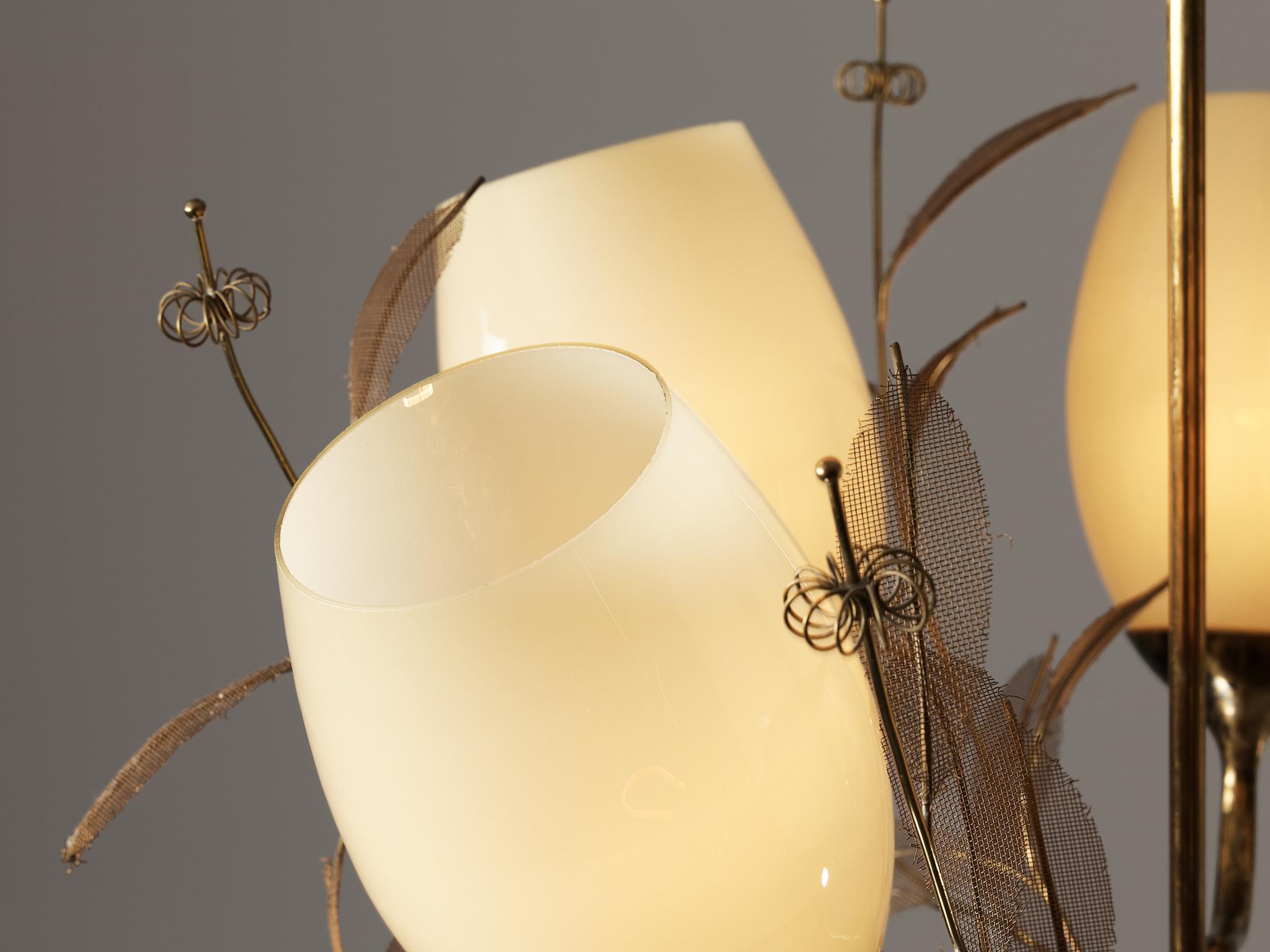 Paavo Tynell for Taito Oy 'Concerto' Chandelier in Brass and Beige Glass  1
