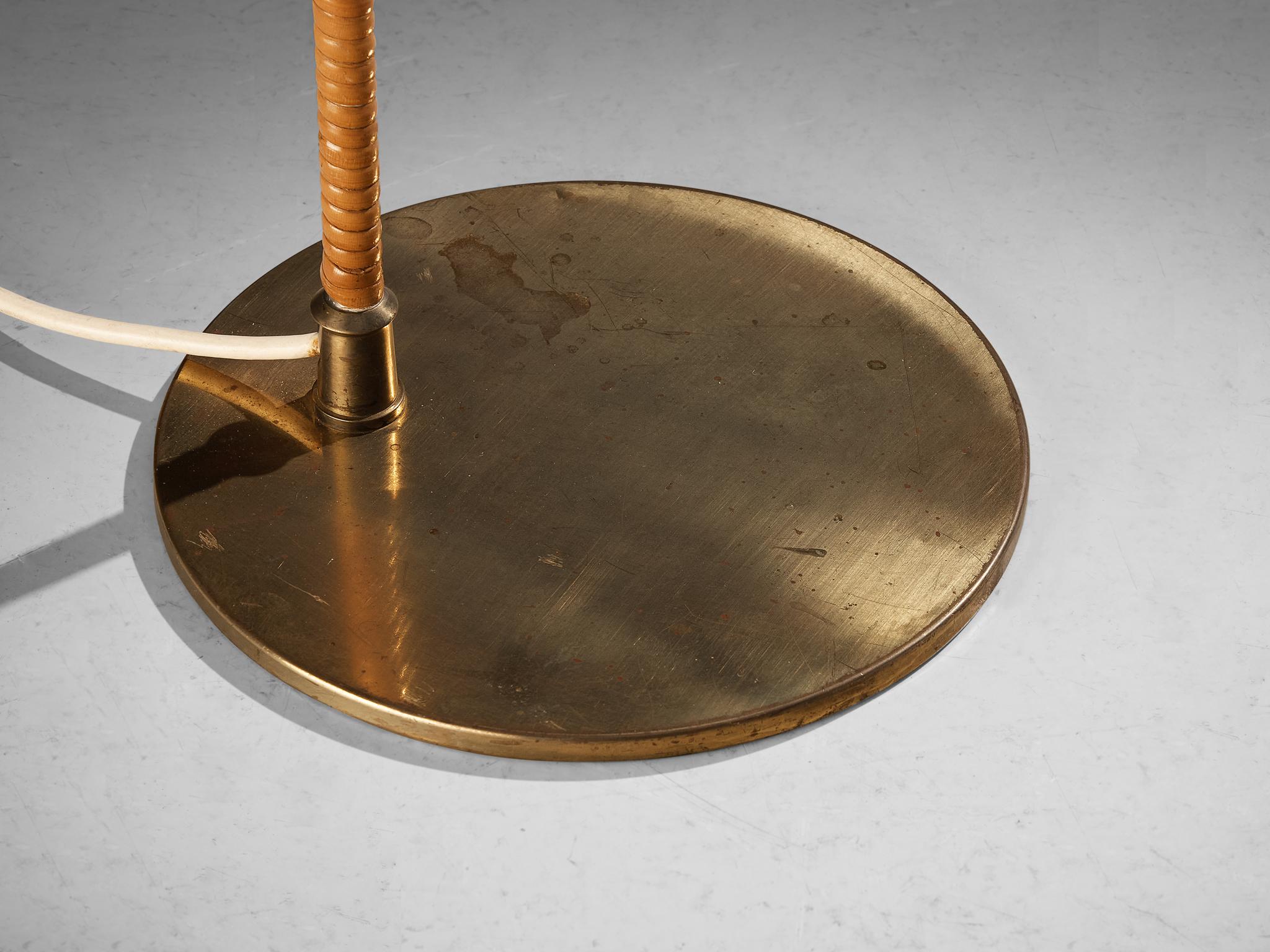 Paavo Tynell for Taito Oy Floor Lamp in Brass and Cane  2
