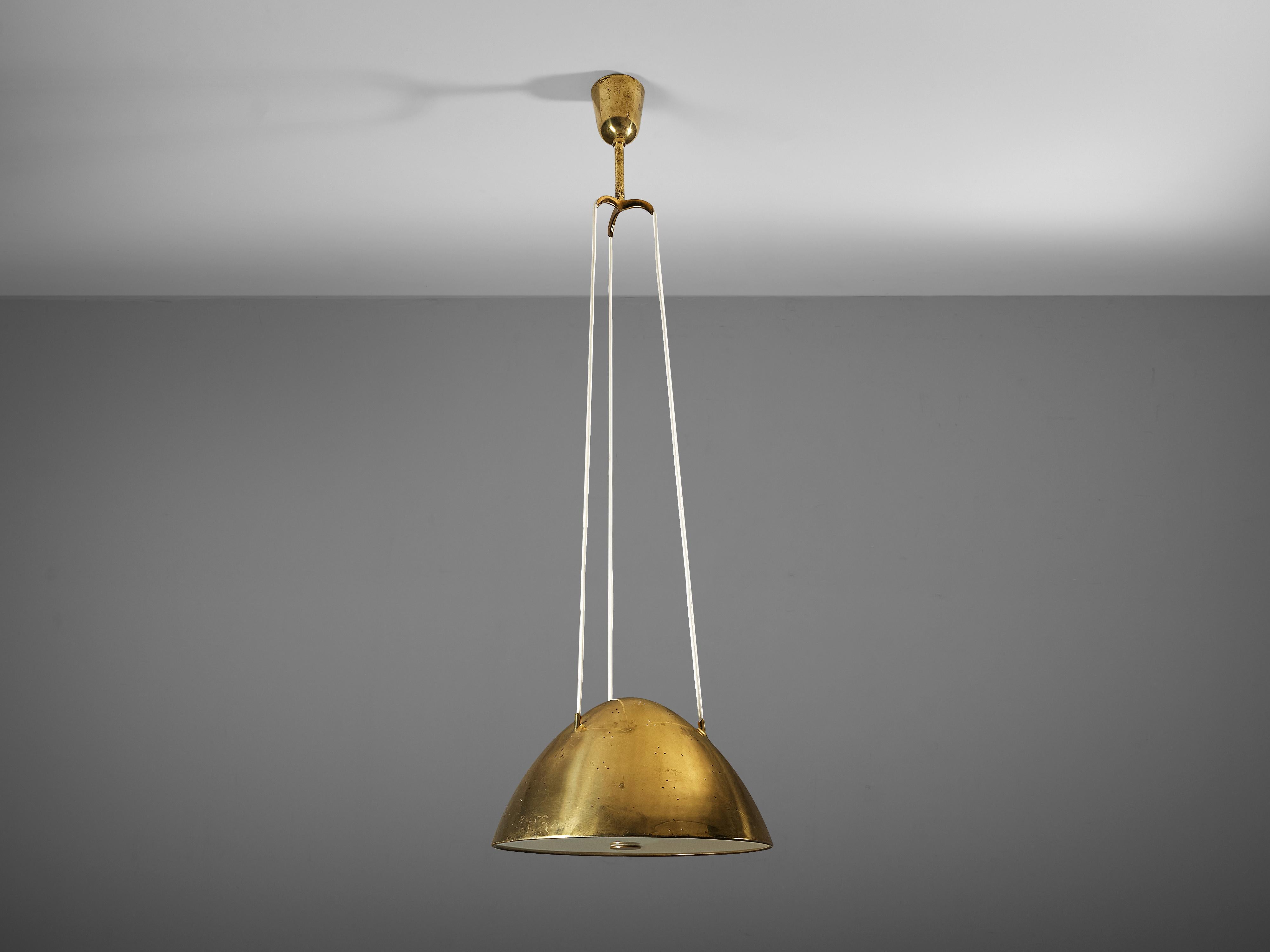Paavo Tynell for Taito Oy Pendant Lamp Model '1959' in Brass and Glass 6