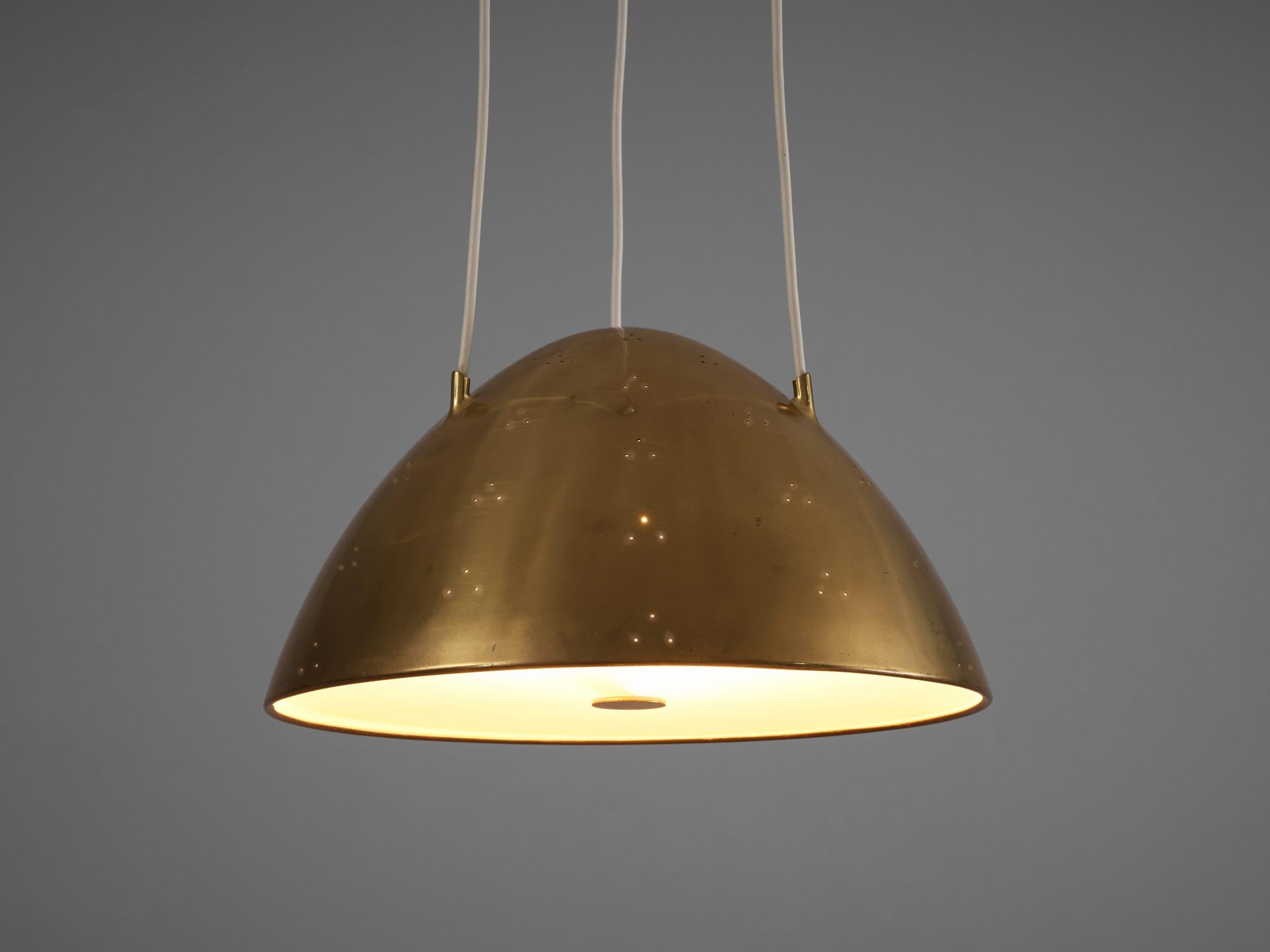 Mid-Century Modern Paavo Tynell for Taito Oy Pendant Lamp Model '1959' in Brass and Glass
