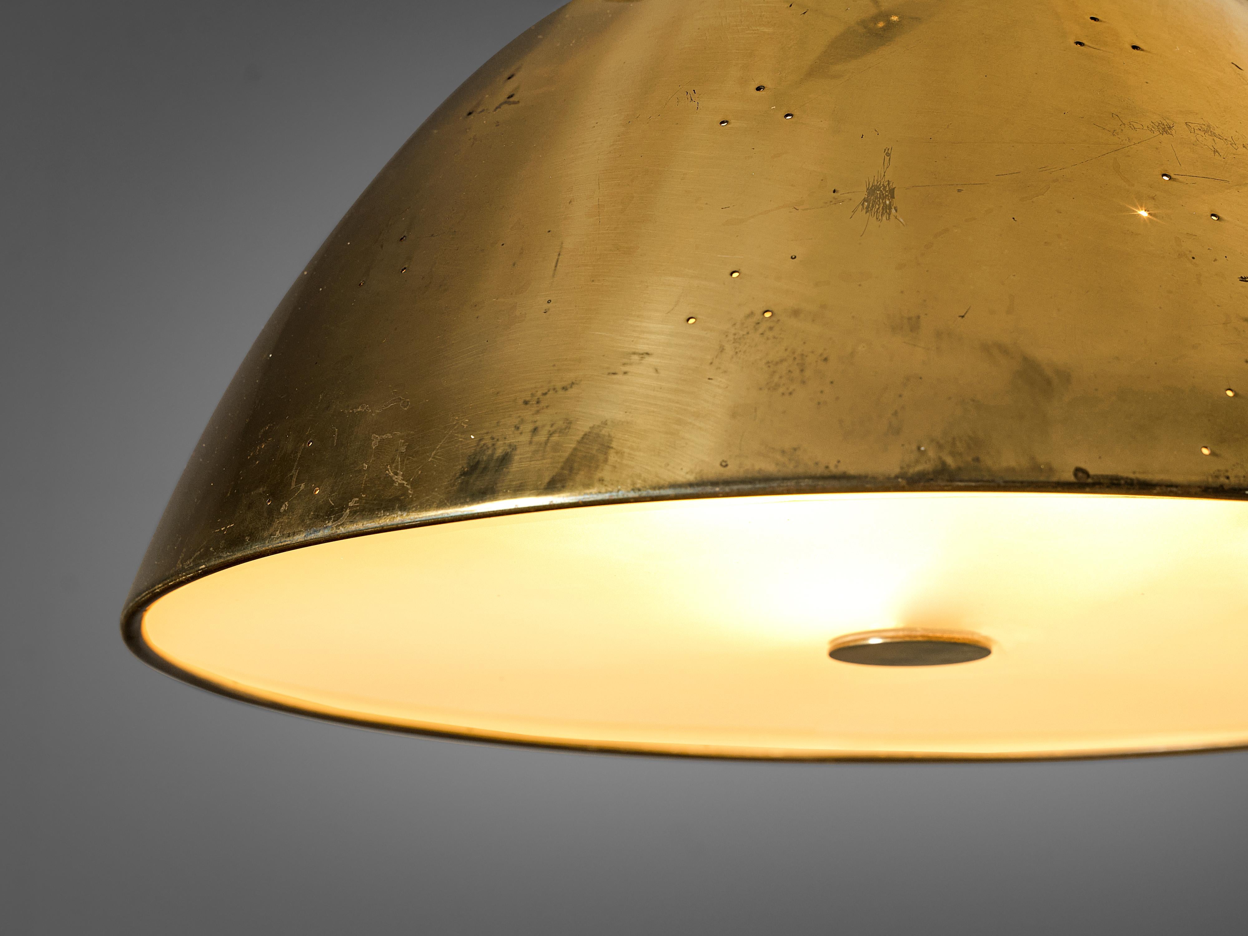 Mid-Century Modern Paavo Tynell for Taito Oy Pendant Lamp Model '1959' in Brass and Glass