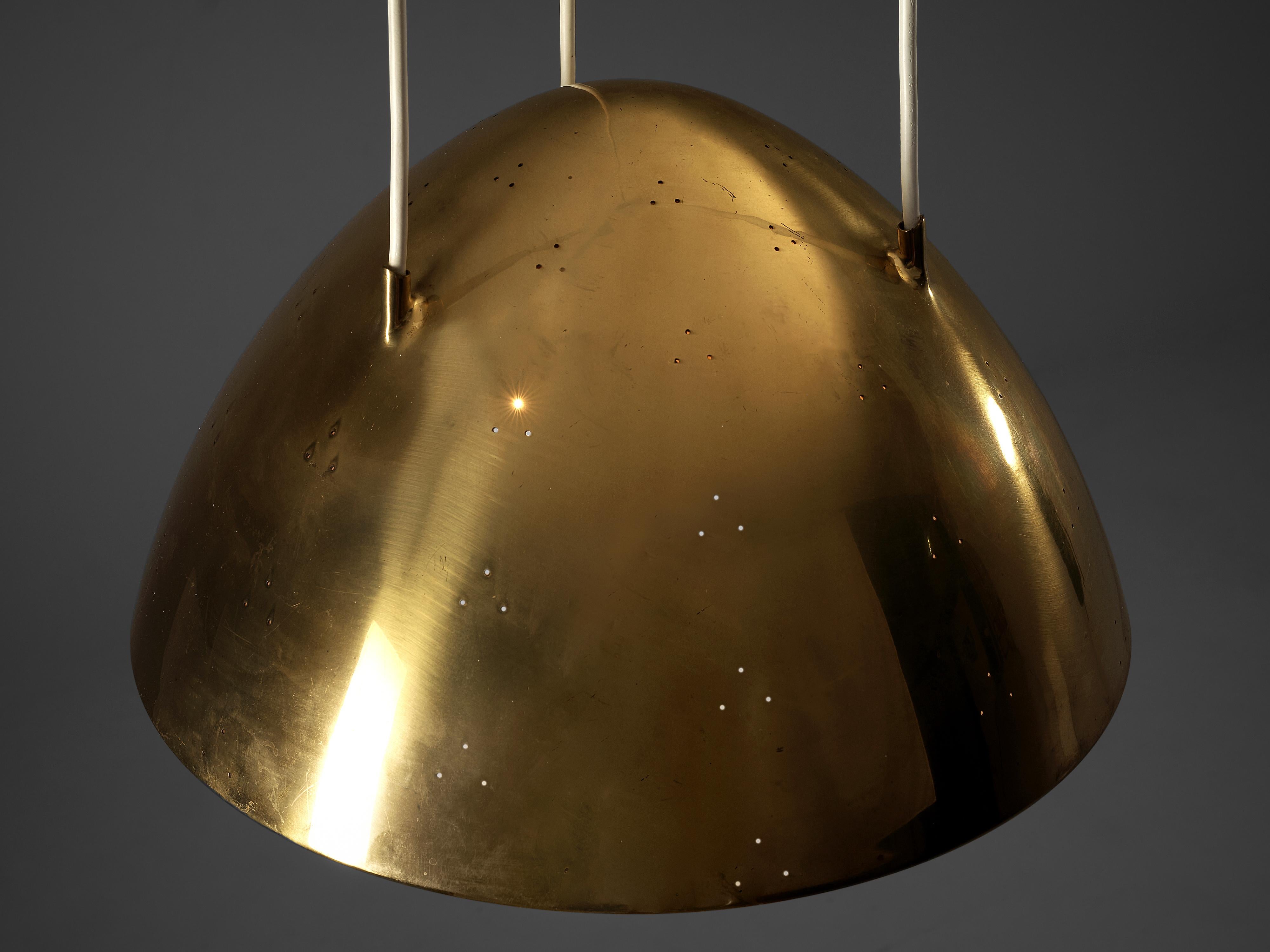 Paavo Tynell for Taito Oy Pendant Lamp Model '1959' in Brass and Glass In Good Condition In Waalwijk, NL