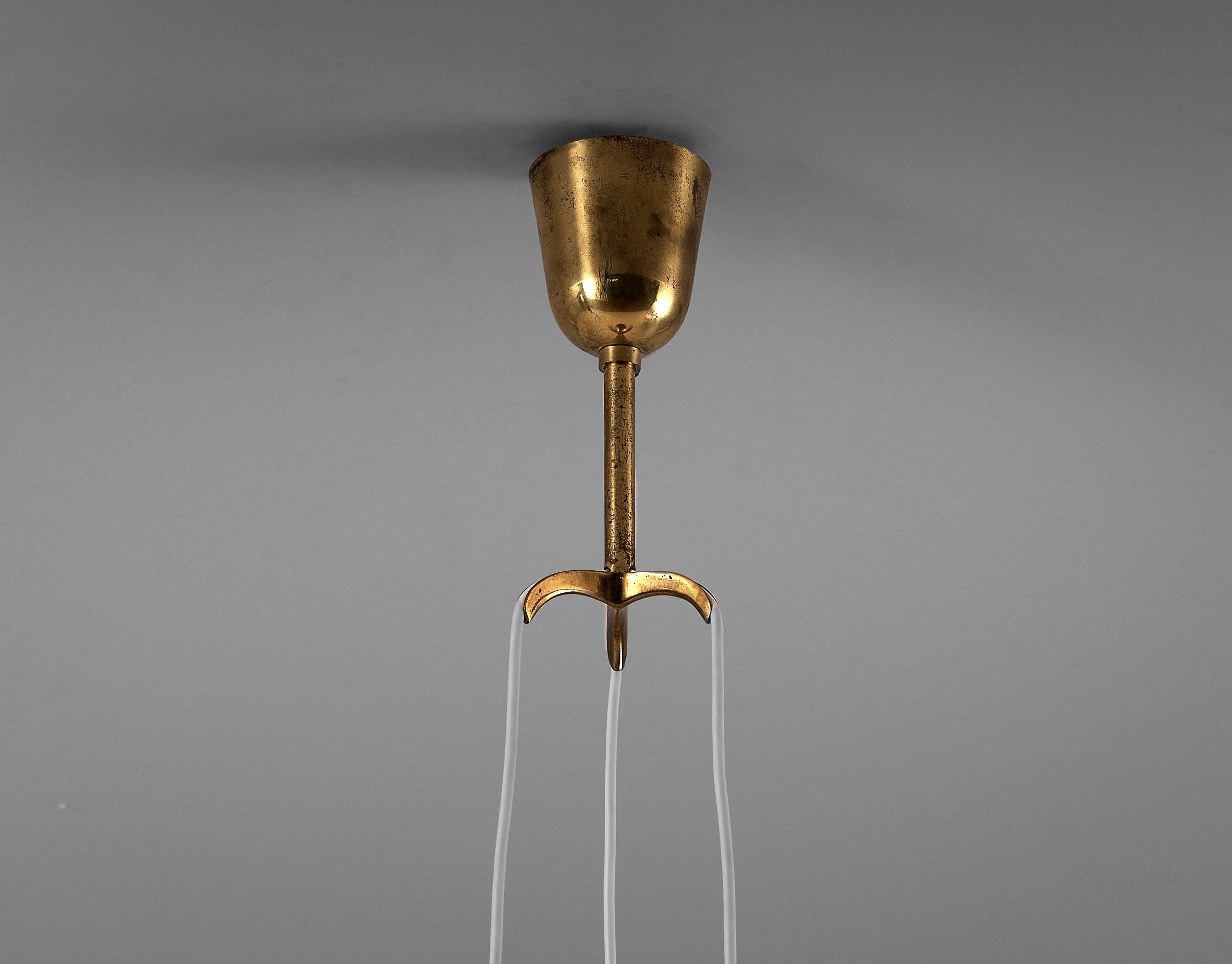 Paavo Tynell for Taito Oy Pendant Lamp Model '1959' in Brass and Glass 1