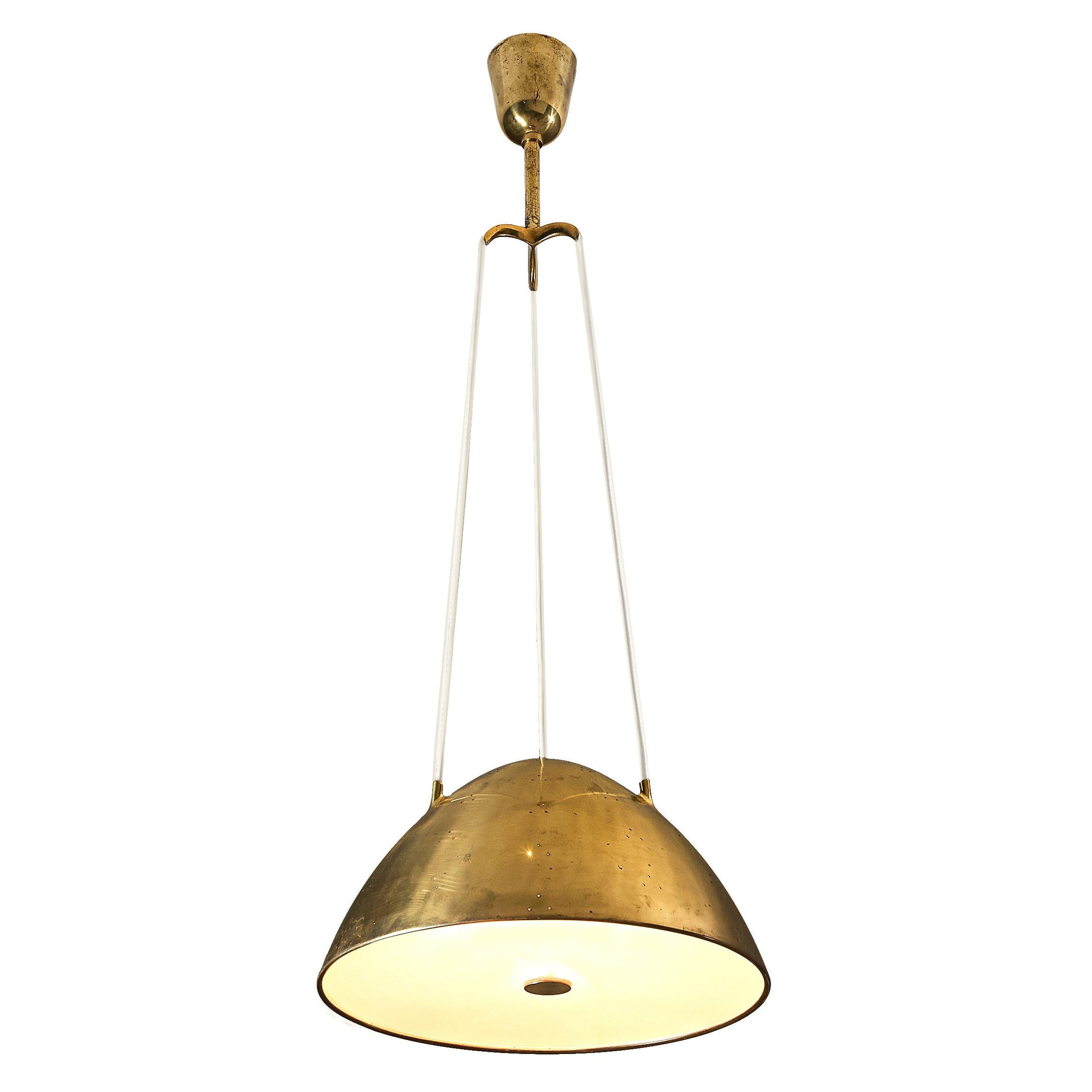 Paavo Tynell for Taito Oy Pendant Lamp Model '1959' in Brass and Glass