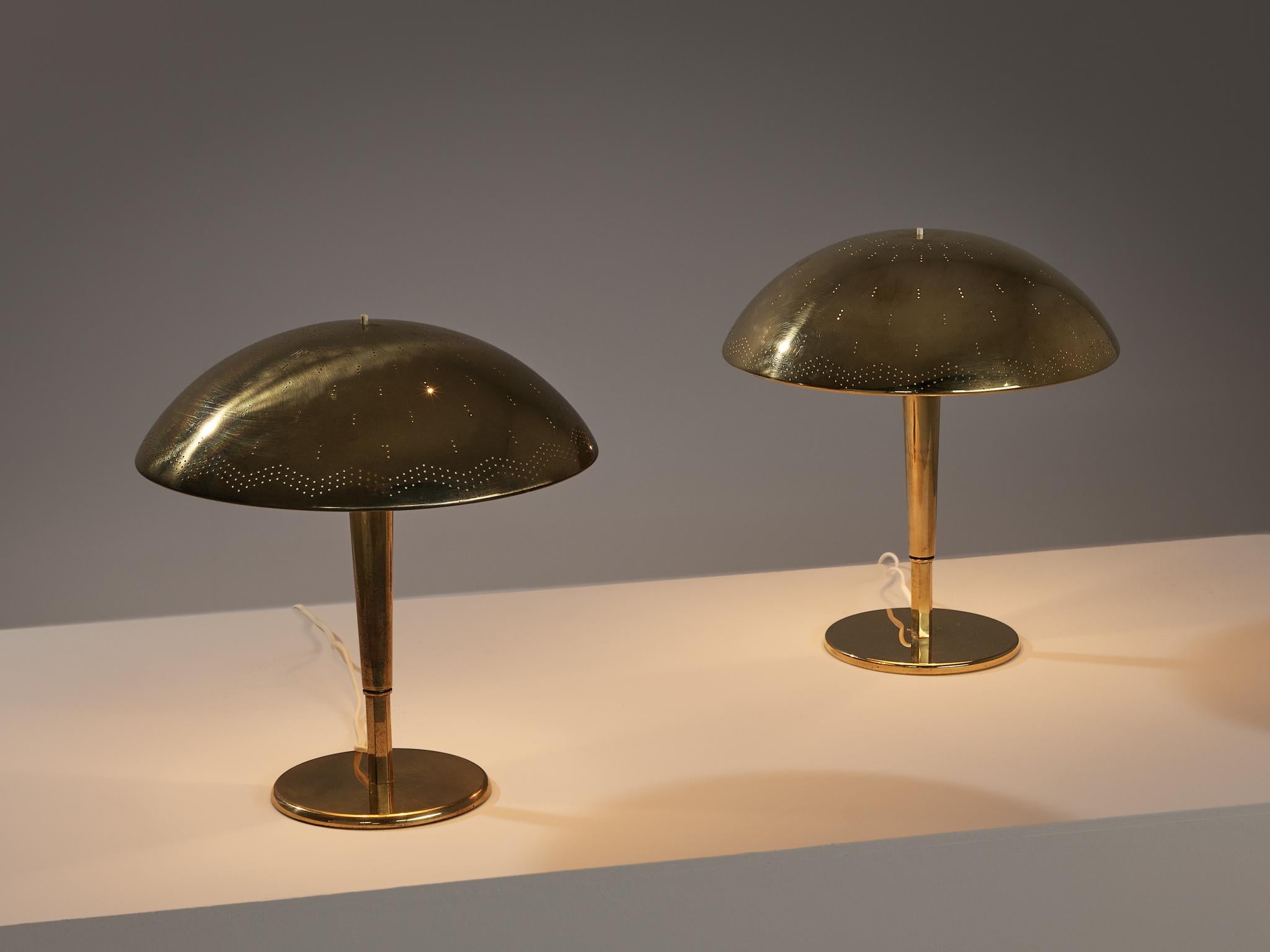 Paavo Tynell for Taito Oy, table lamps, model ‘5061’, brass, Finland, circa 1950

A truly magnificent piece that scores highly on every design aspect: execution, use of materials, craftsmanship, and detail. Paavo Tynell, the master in the fields
