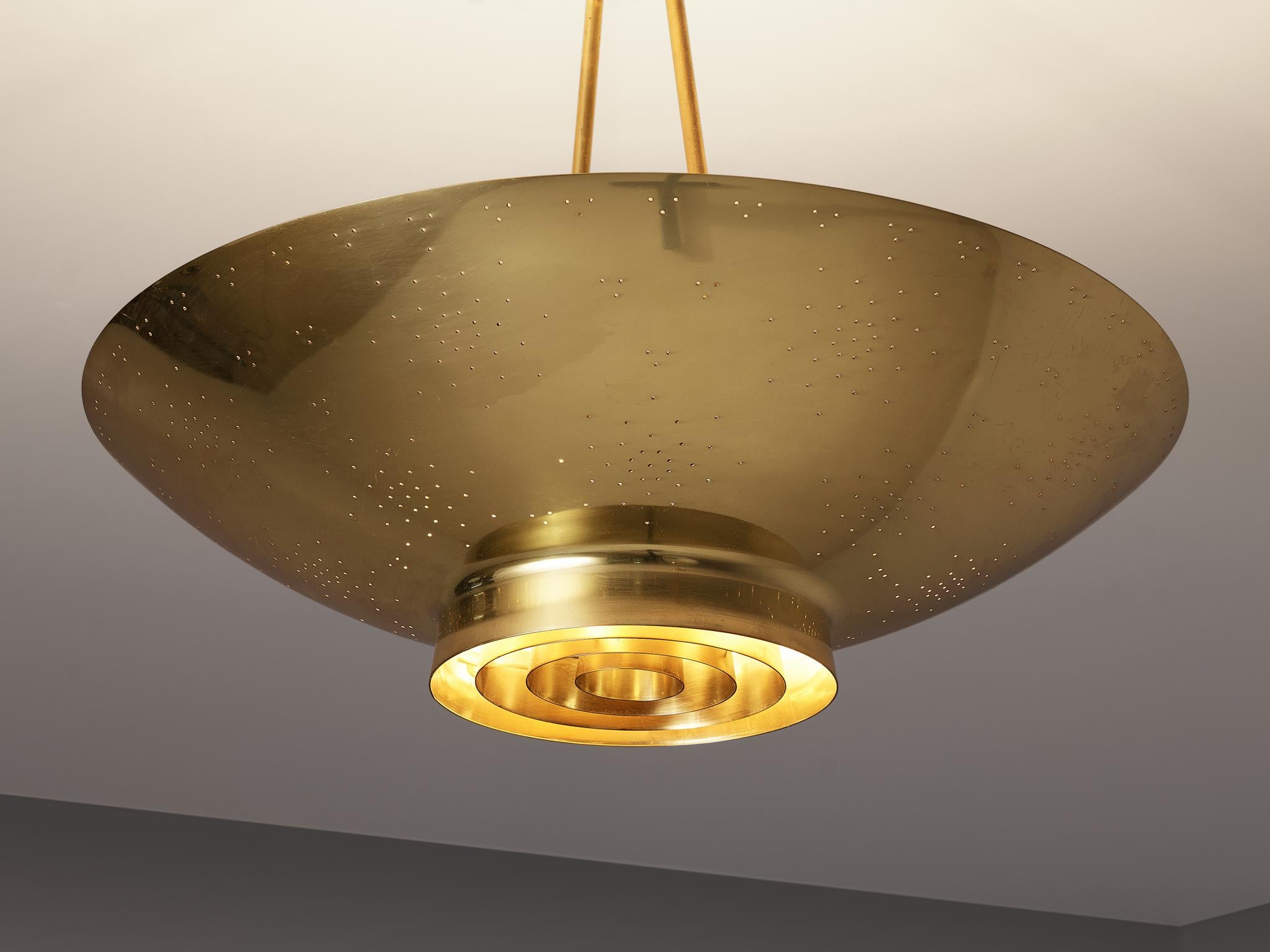Finnish Paavo Tynell for Taito Pendant Lamp in Brass