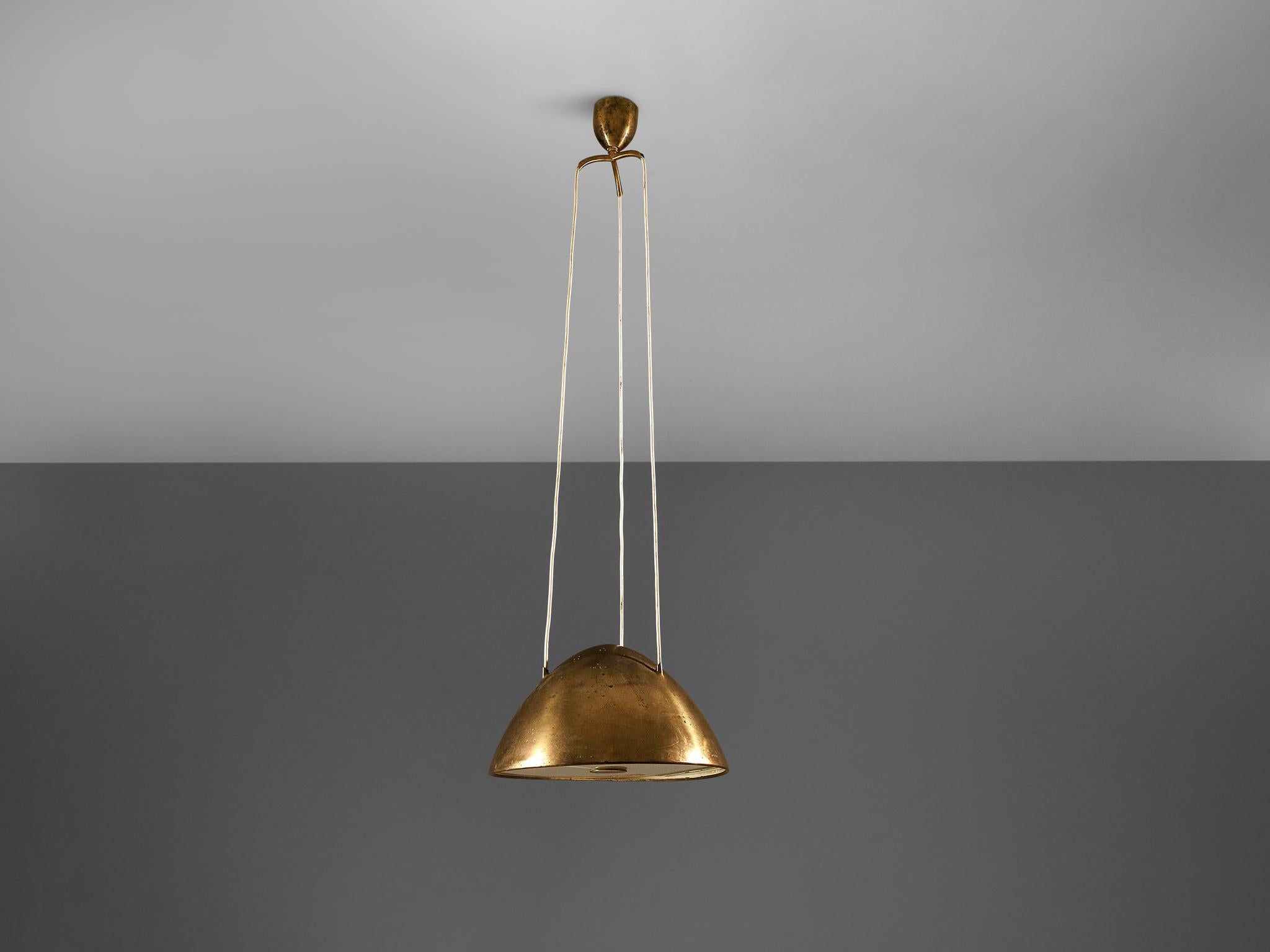 Paavo Tynell for Taito Pendant Lamp Model '1959' in Brass and Glass 2