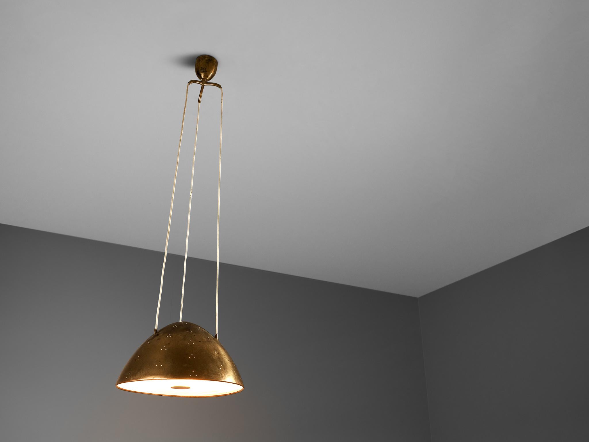 Paavo Tynell for Taito Pendant Lamp Model '1959' in Brass and Glass In Good Condition In Waalwijk, NL
