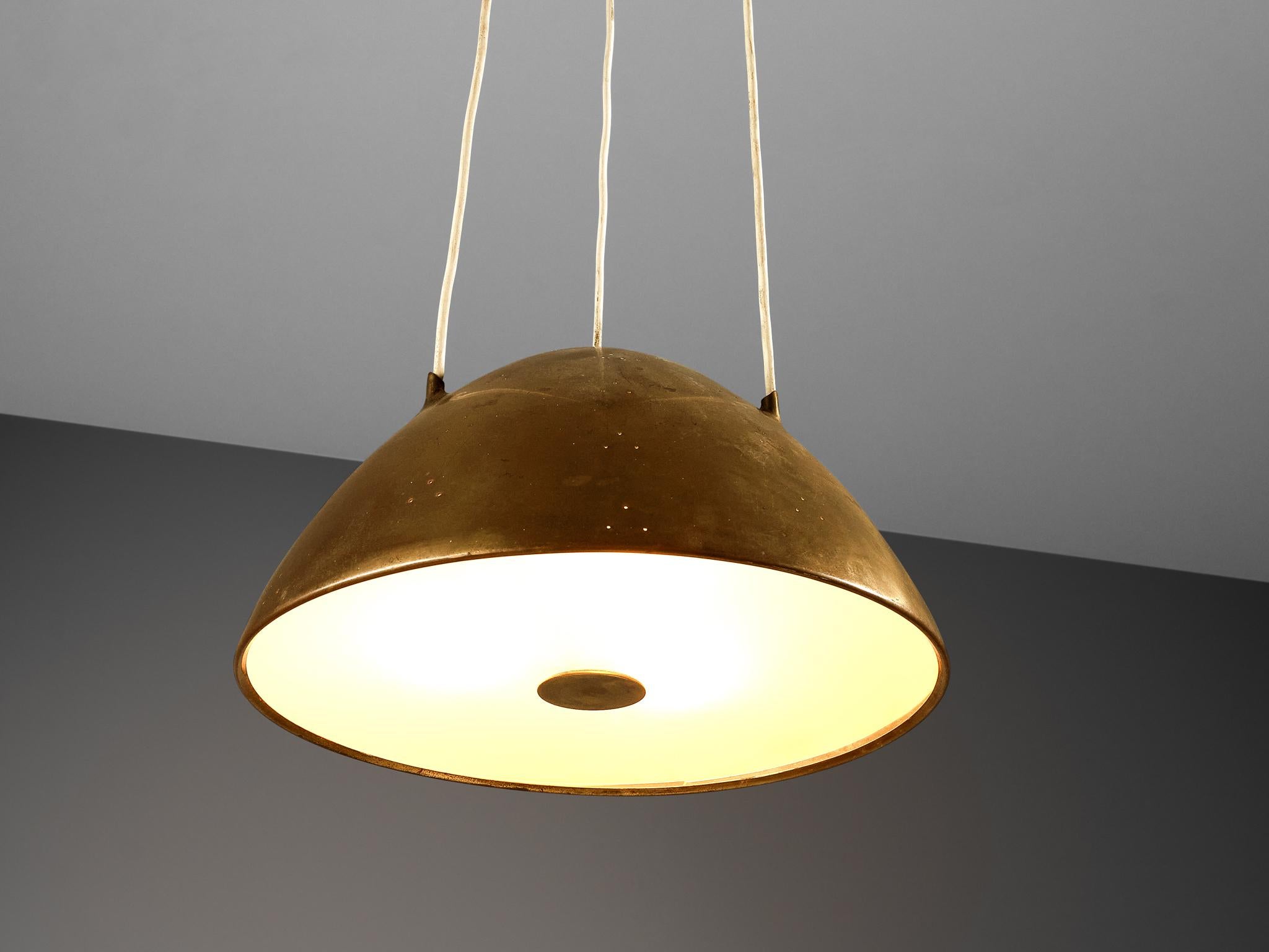 Mid-20th Century Paavo Tynell for Taito Pendant Lamp Model '1959' in Brass and Glass