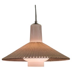 Paavo Tynell Opal White Glass 
Paper Shade Pendant, Model K3-44 Idman 1950s