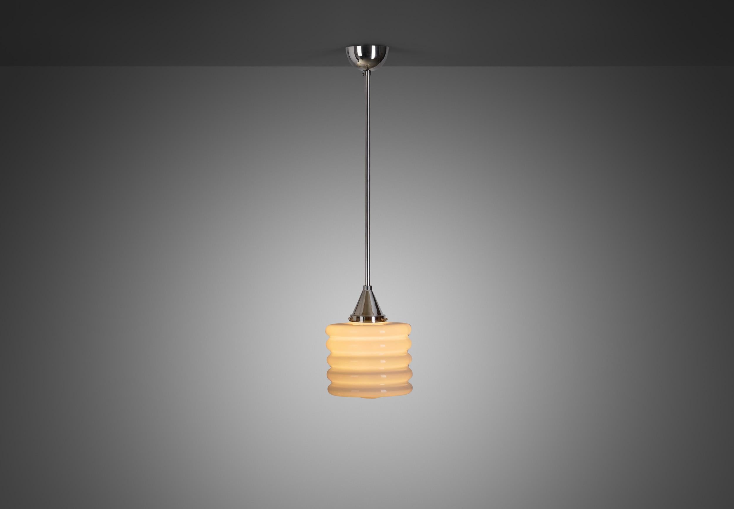 Finnish Paavo Tynell Glass Pendant Light Manufactured by Taito Oy, Finland 1930s For Sale