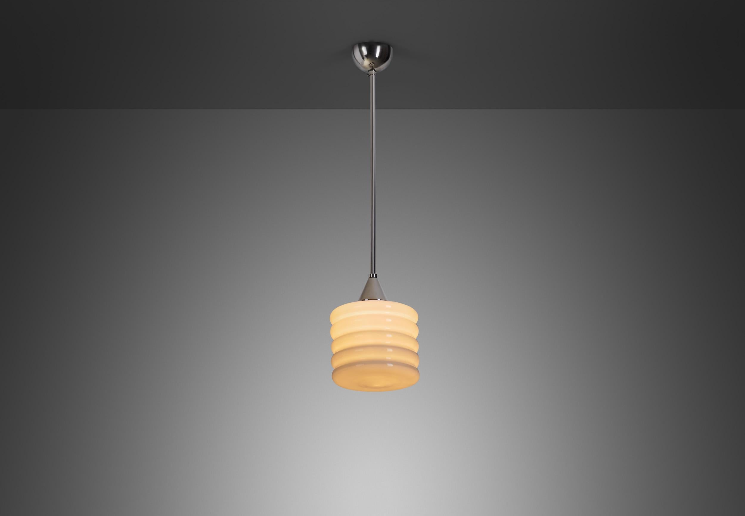 Mid-20th Century Paavo Tynell Glass Pendant Light Manufactured by Taito Oy, Finland 1930s For Sale