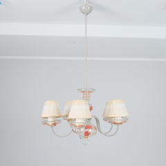 Paavo Tynell Hand Painted War Time Ceiling Lamp, Taito, Kauklahti Glass 1940s