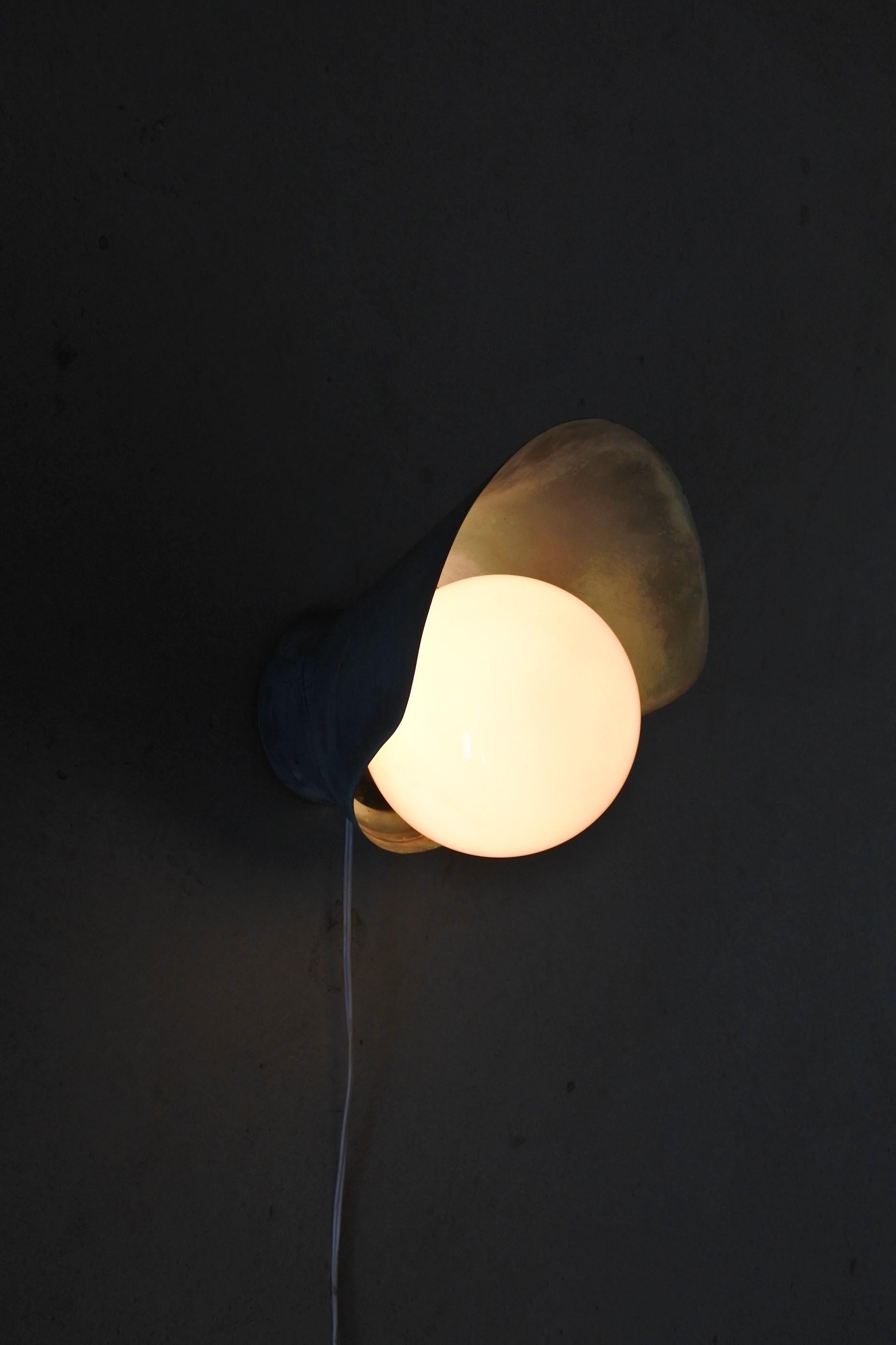 Mid-20th Century Paavo Tynell & Idman, Copper and Opaline Glass Wall Lamp, Finland, 1950s