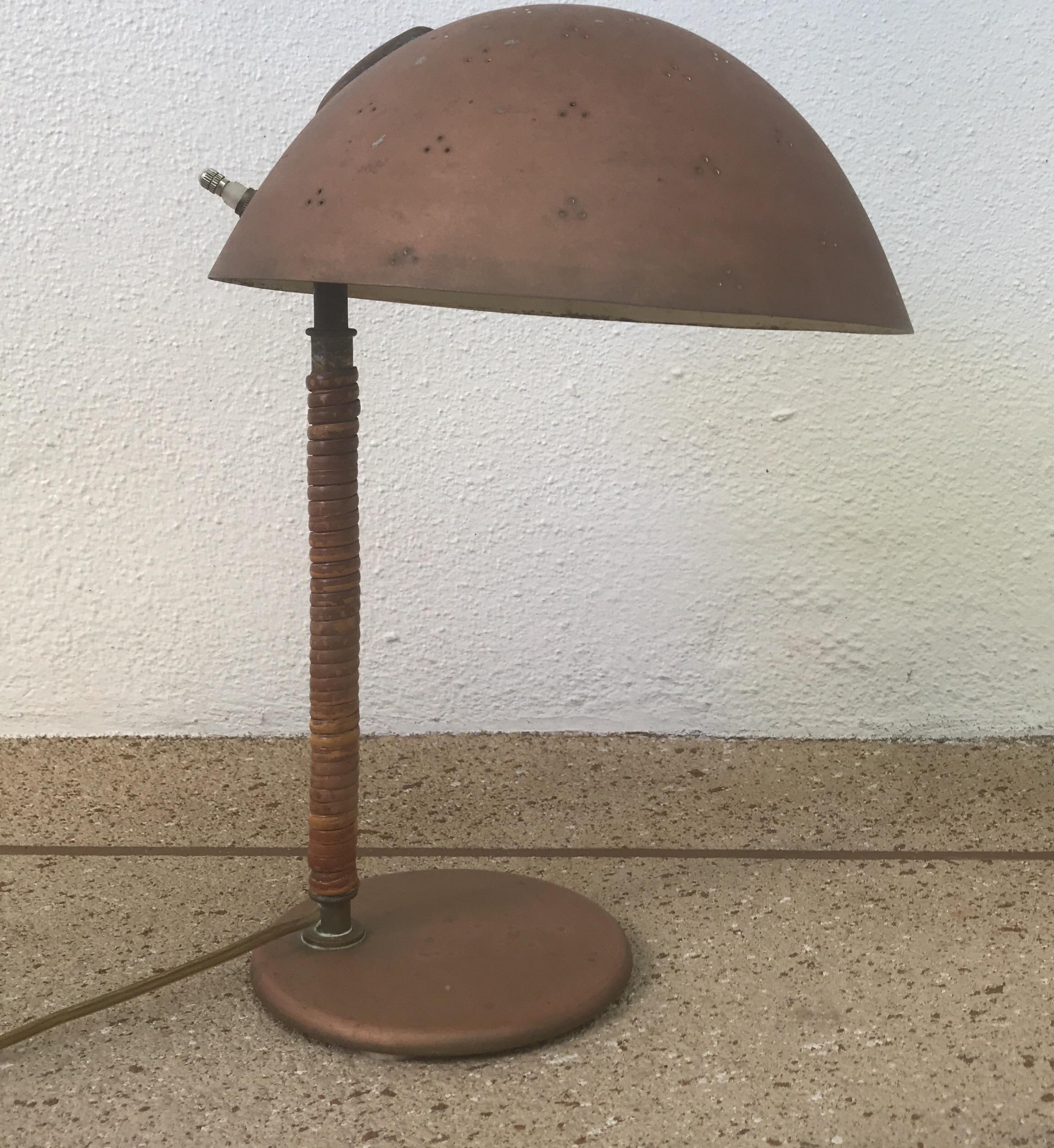 Paavo Tynell table lamp for Taito Oy, Finland.
This lamp model is called the Kypärä.
Not often found this model.
This lamp is in as found original condition.
 