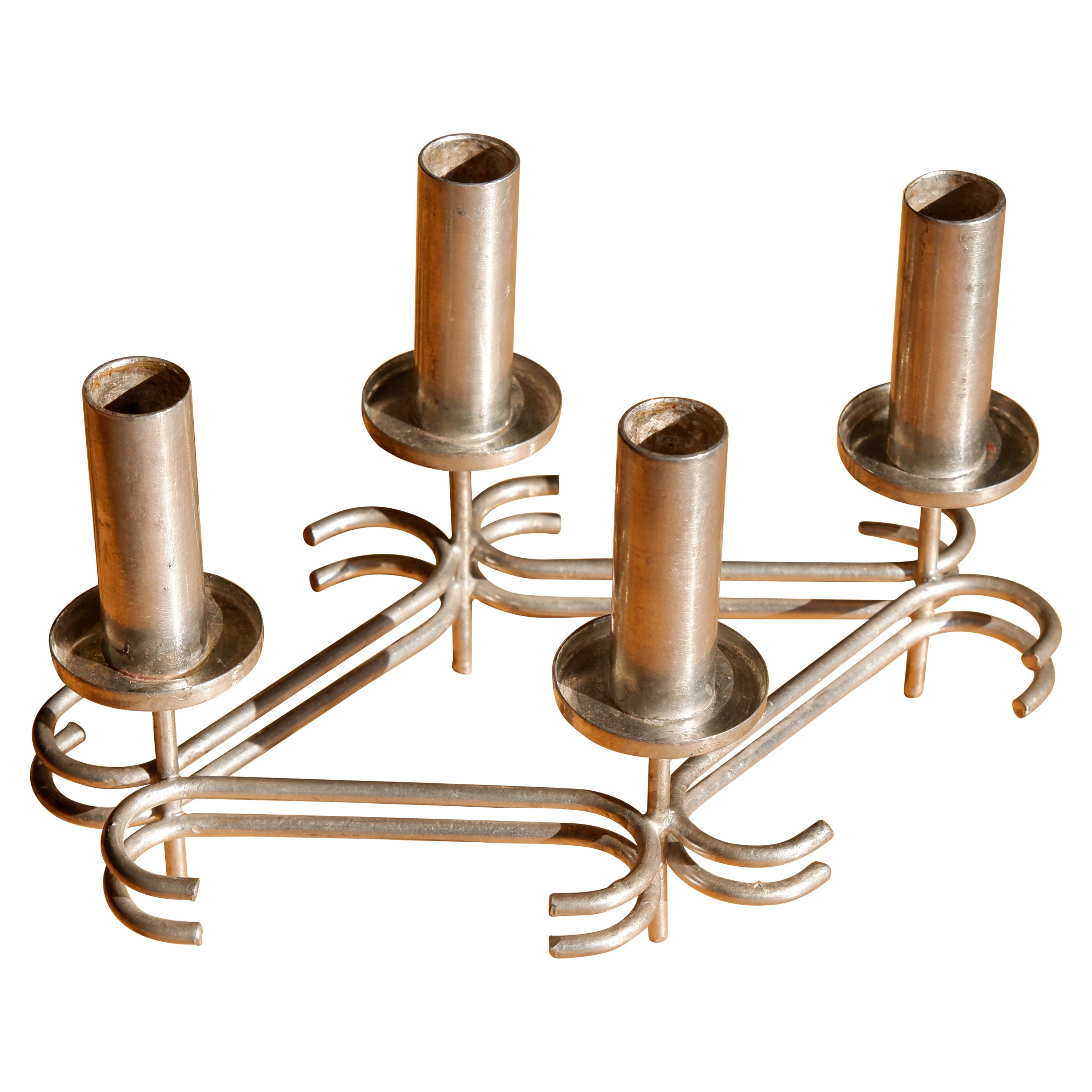massiver Kandelaber von Paavo Tynell, Nickel-Messing, um 1960