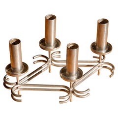 massiver Kandelaber von Paavo Tynell, Nickel-Messing, um 1960