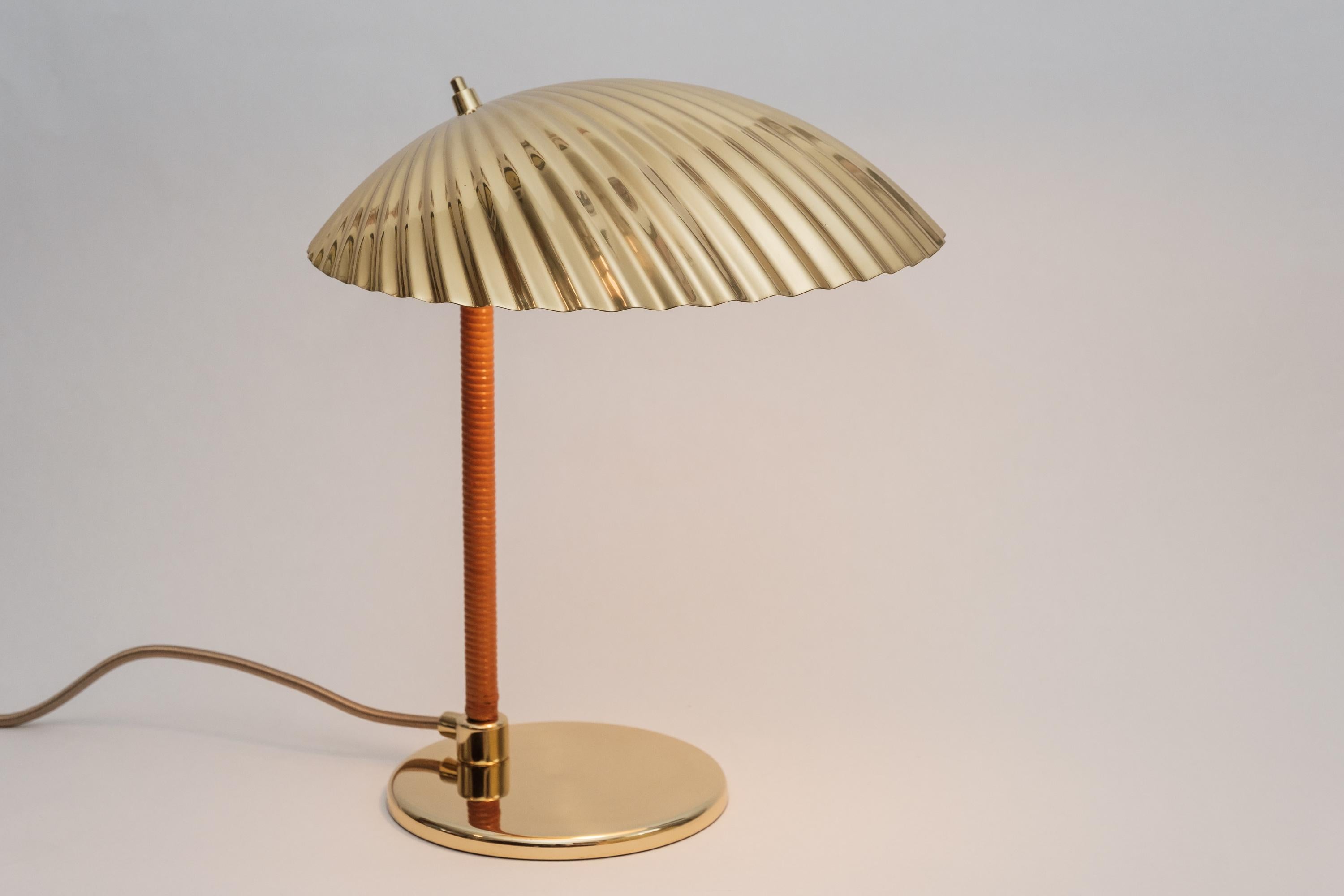 Paavo Tynell Model 5321 Brass and Rattan Table Lamp For Sale 8