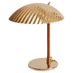 Paavo Tynell Model 5321 Brass and Rattan Table Lamp