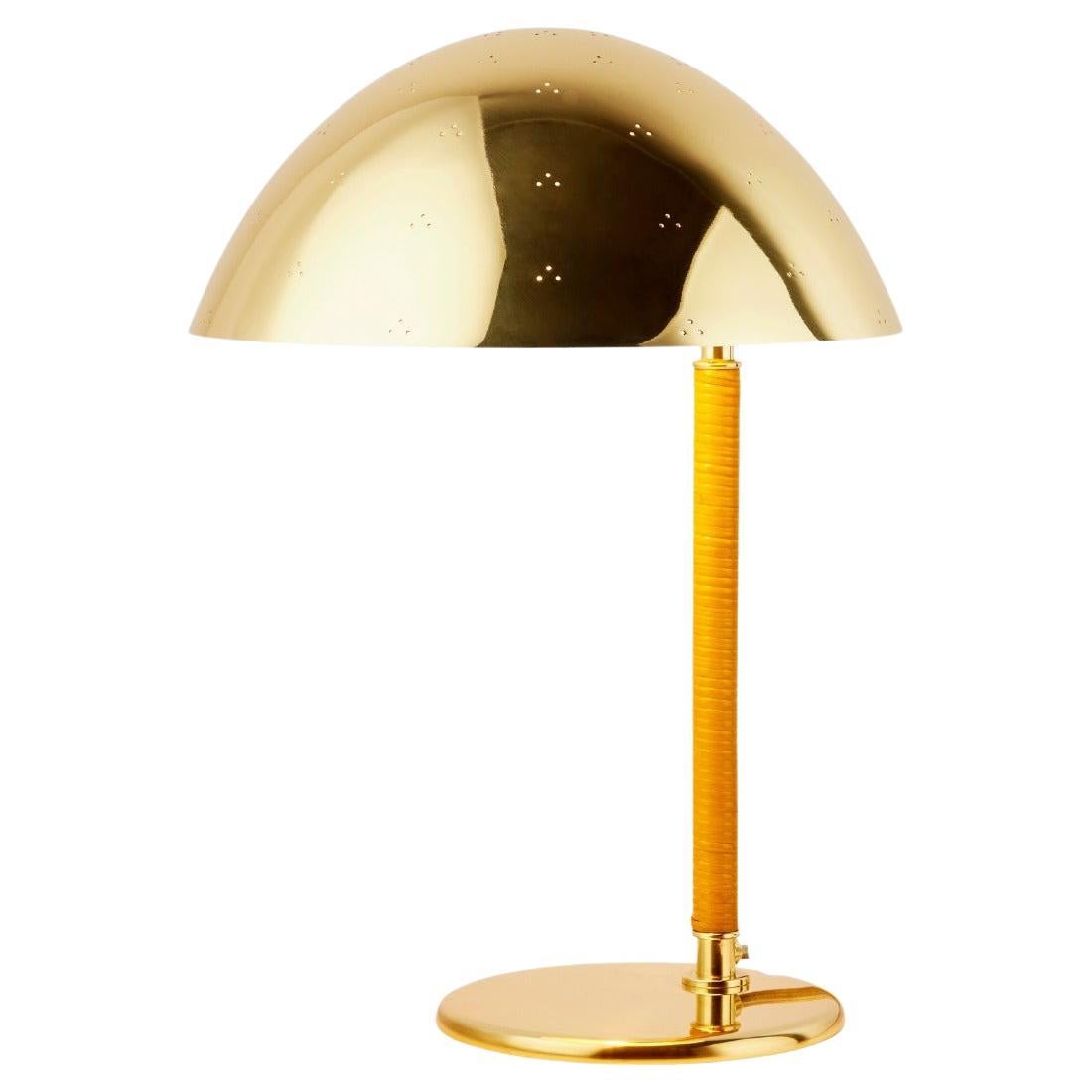 Paavo Tynell Model 9209 Brass and Rattan Table Lamp for Gubi For Sale