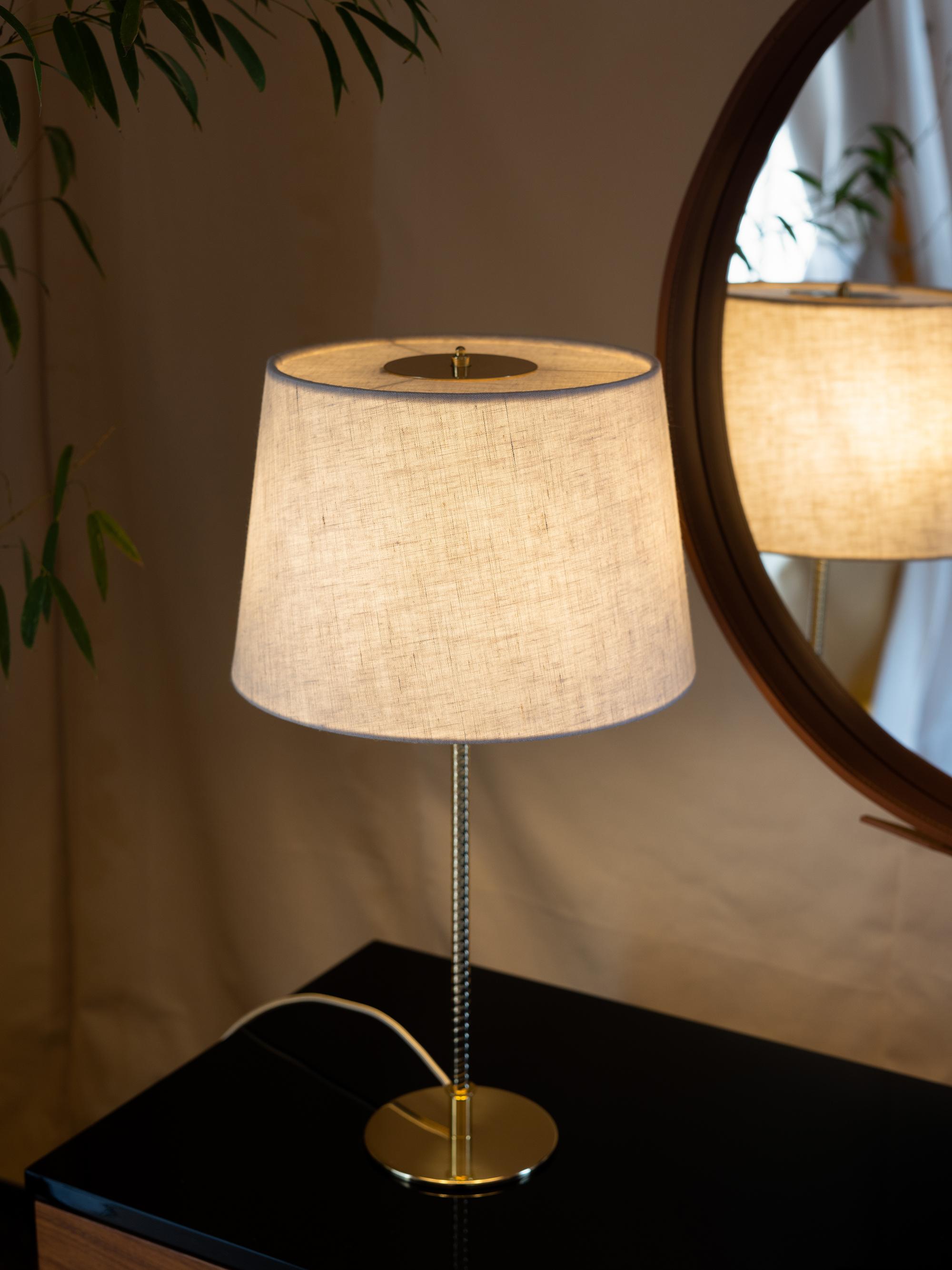 Contemporary Paavo Tynell Model 9205 Canvas and Brass Table Lamp for GUBI  For Sale