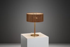 Paavo Tynell Model "9206" Brass and Wood Table Lamp for Taito, Finland ca 1940s