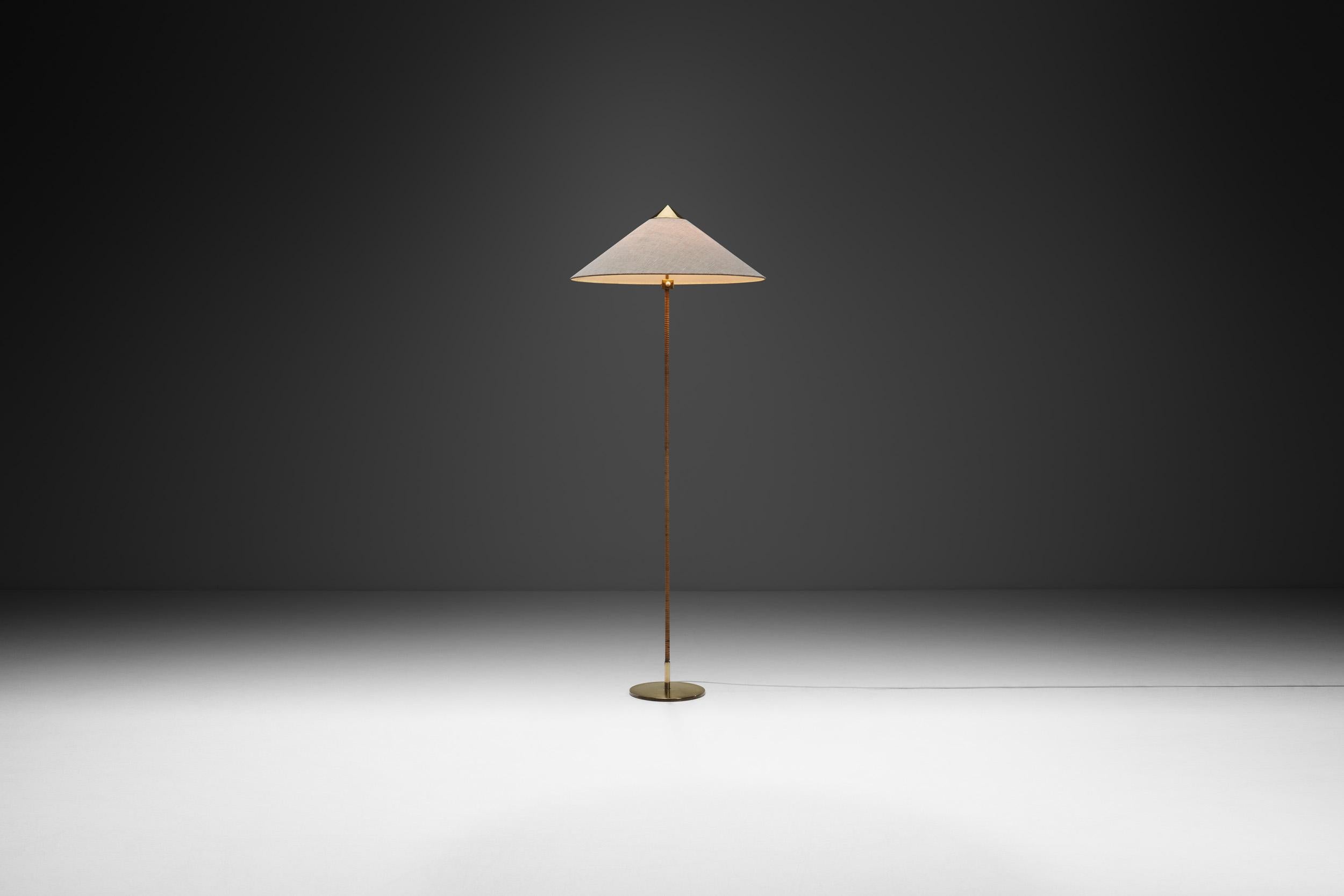 Paavo Tynell is one of Finland’s best known and collected mid-century designers. Tynell was a pioneer of European lighting design and a founder of the first lighting manufacturing company in Finland, Taito Oy. The model “9602” floor lamp is a well