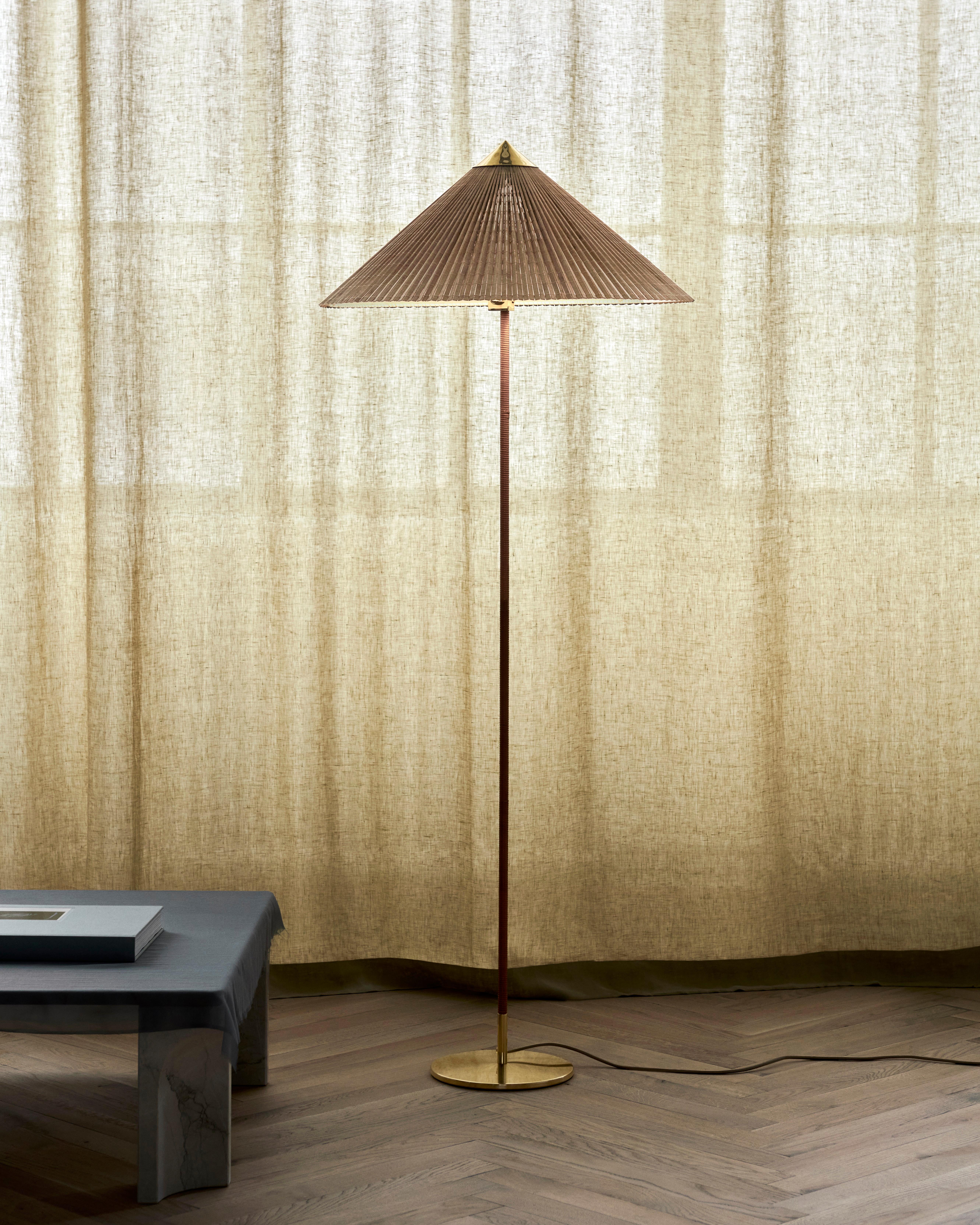 Mid-Century Modern Paavo Tynell Model 9602 Floor Lamp with Bamboo Shade for Gubi