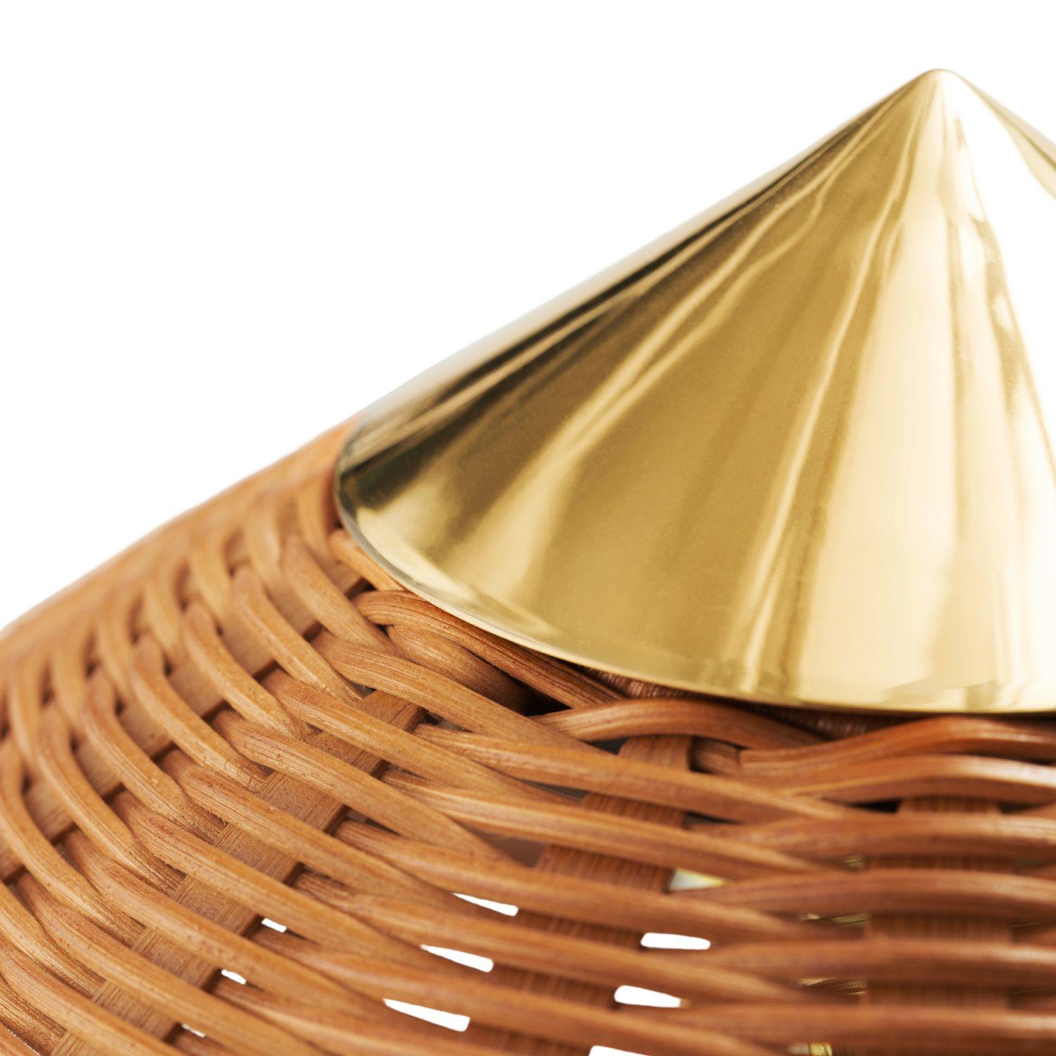 Paavo Tynell Model '9602' Brass and Rattan Floor Lamp with Wicker Shade for GUBI For Sale 2
