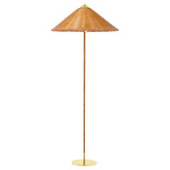 Retro Paavo Tynell Model 9602 Floor Lamp with Wicker Shade