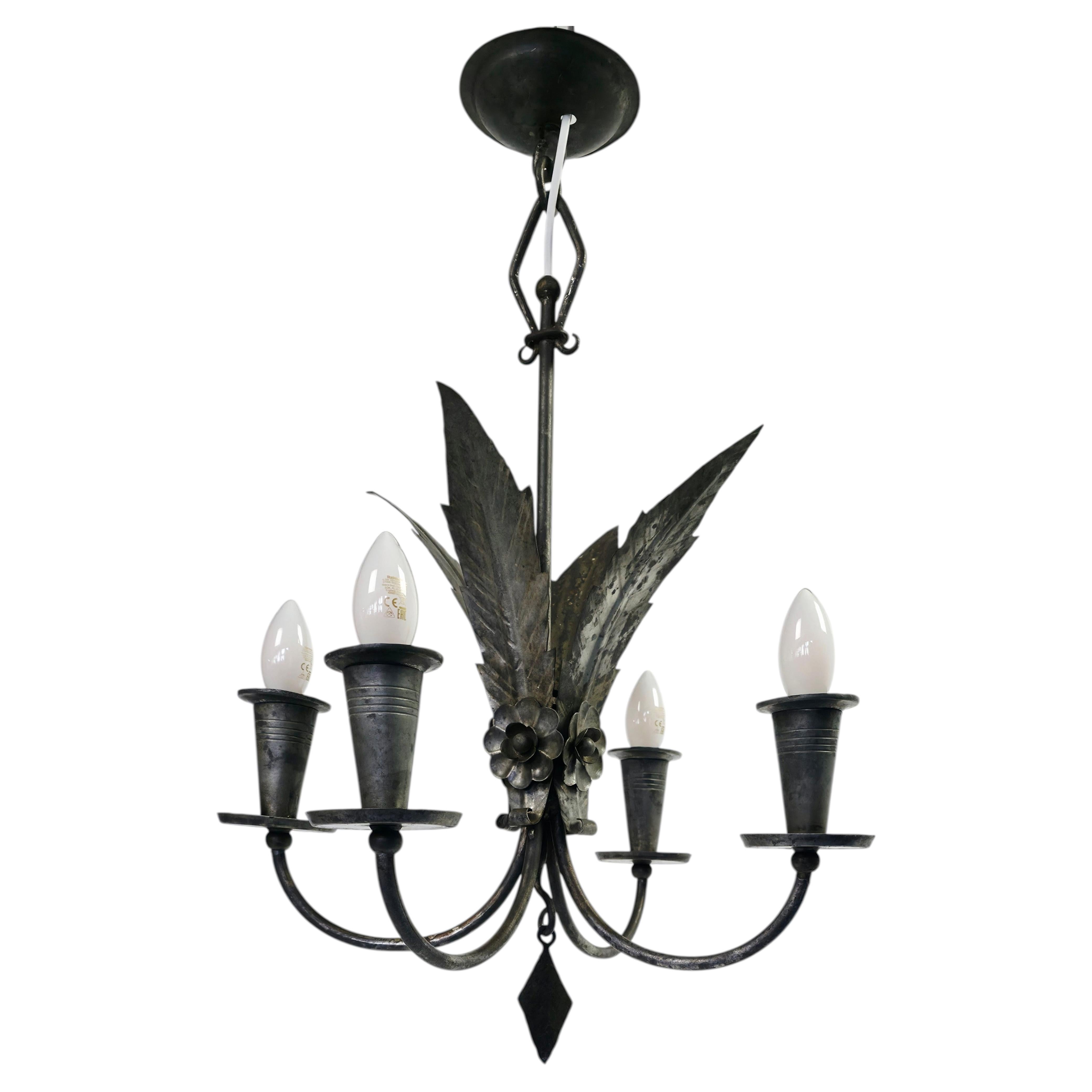 Paavo Tynell Model R3/1703 Four-Light Chandelier for Taito Oy, Finland, 1940s