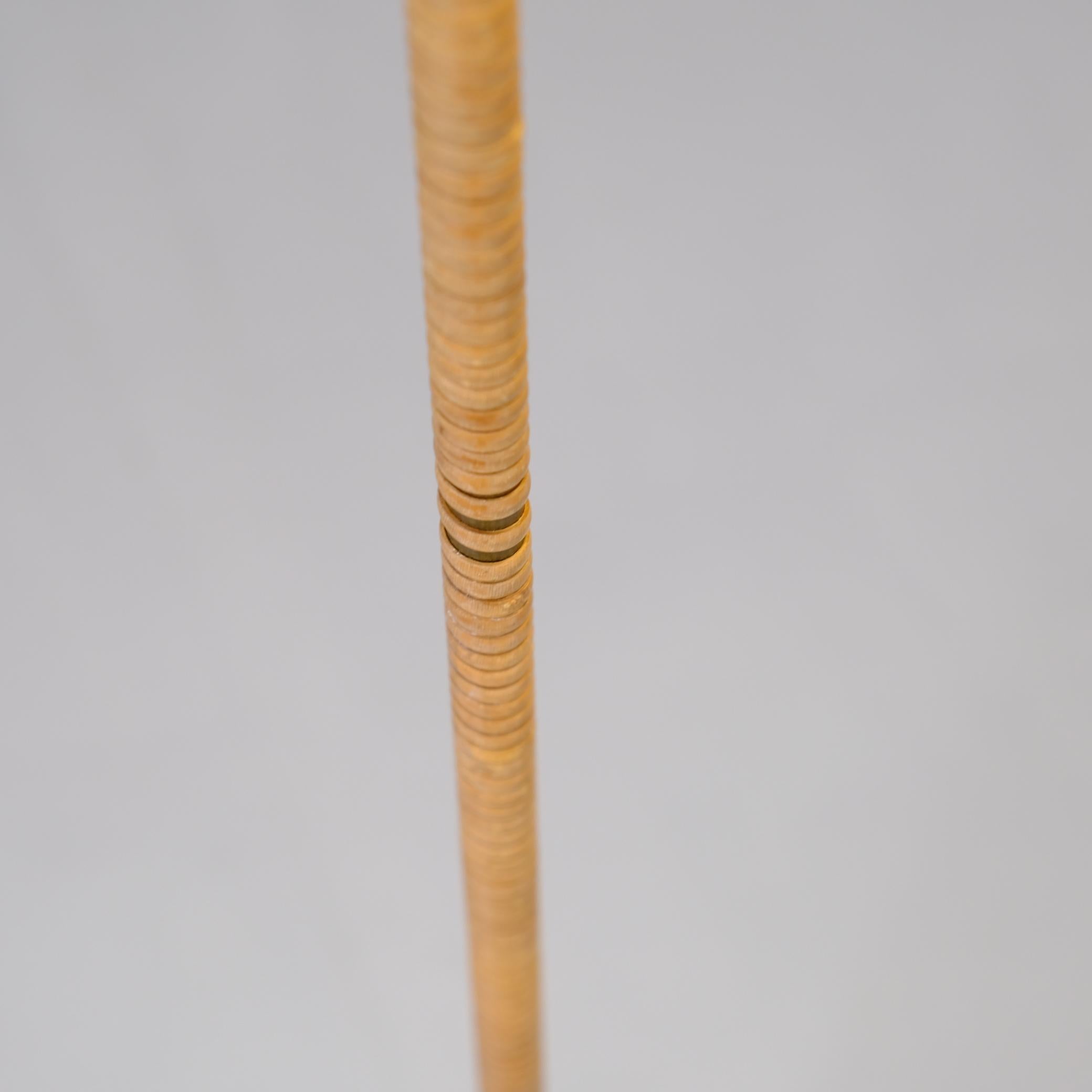 Paavo Tynell Nun's Hat Floor Lamp in Black, Brass and Rattan, Idman 1950s For Sale 1