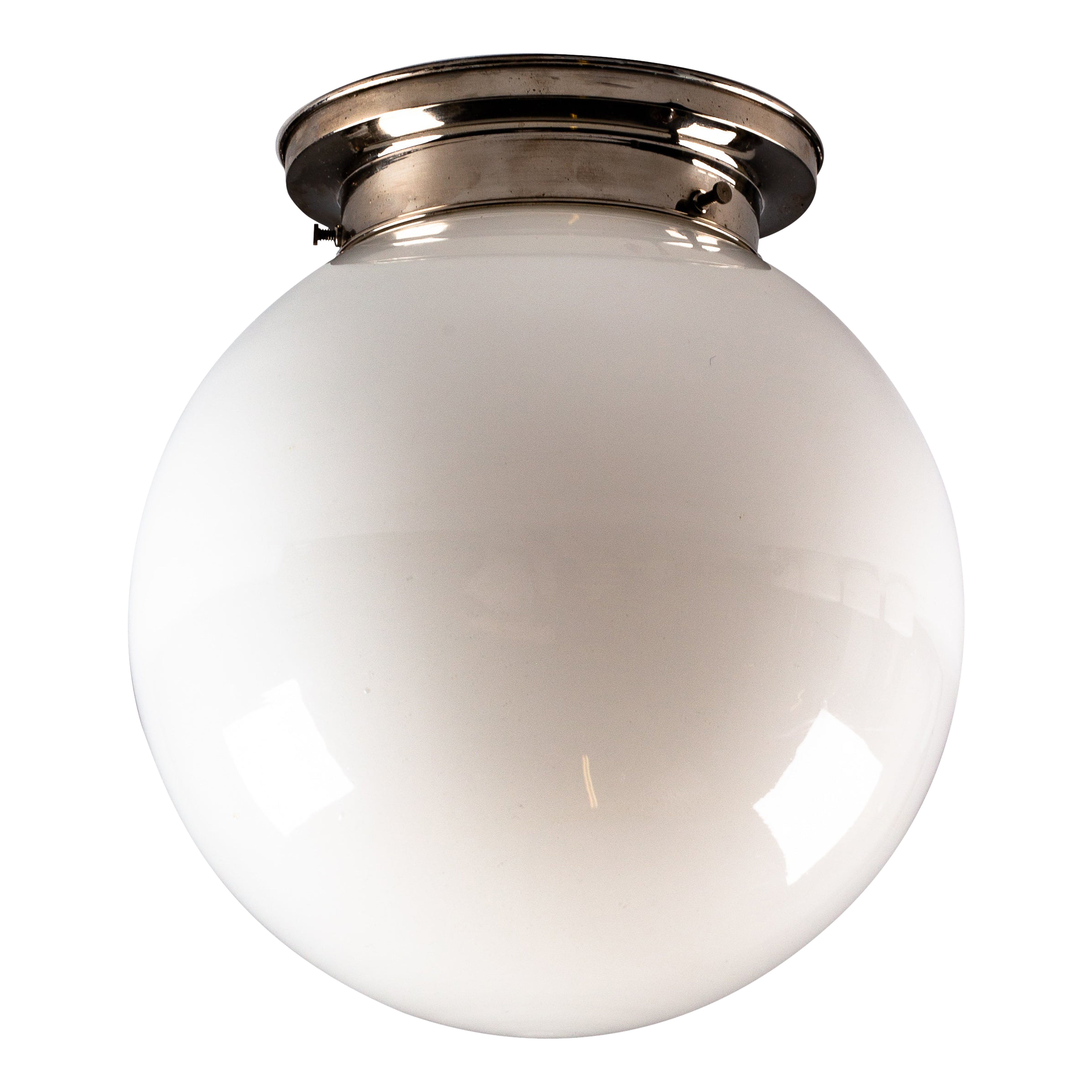 Paavo Tynell, Opaline Glass Sphere Flush Mount For Sale