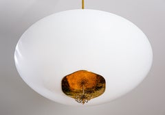 Paavo Tynell, oversized chandelier circa 1940, Opal & brass.