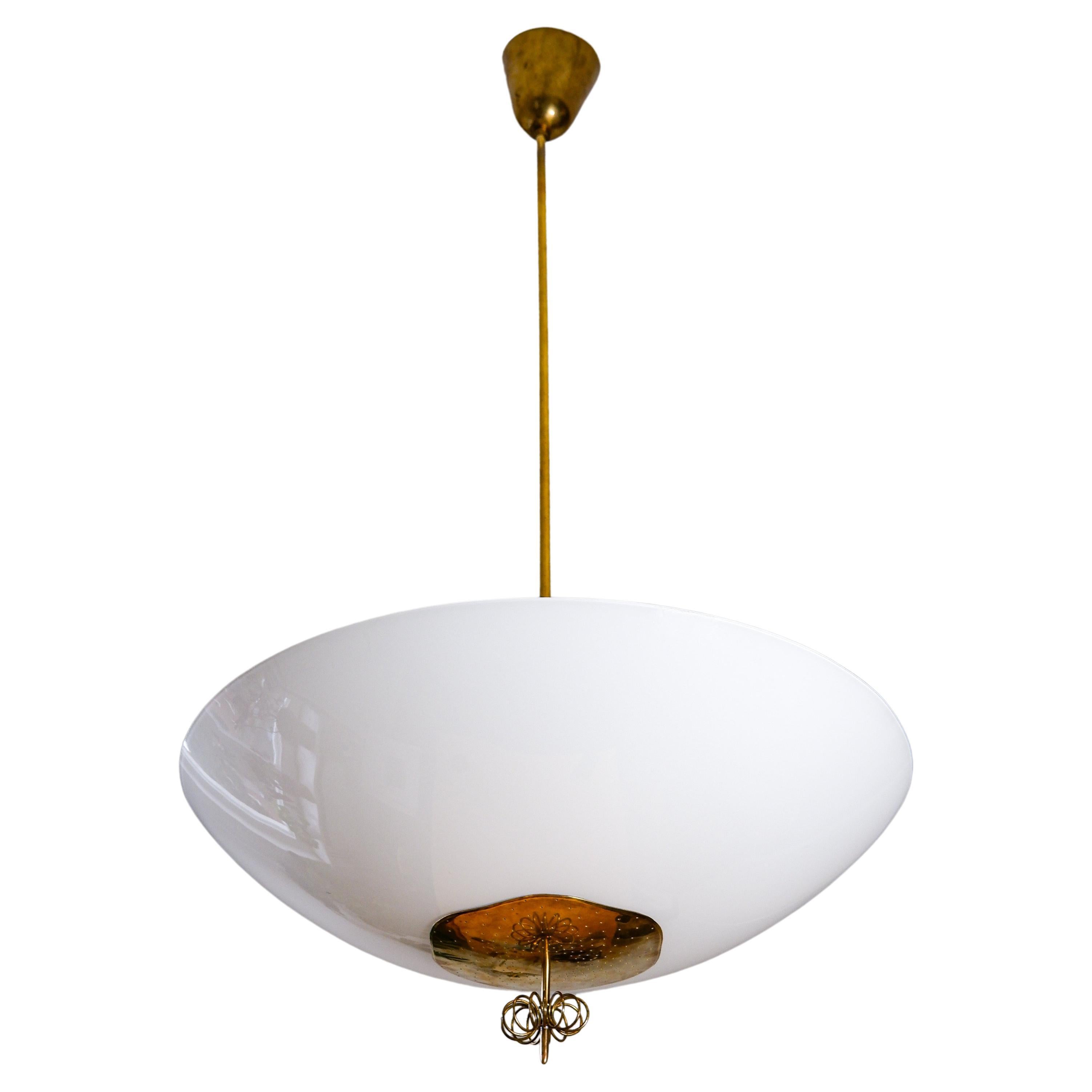 Paavo Tynell, oversized chandelier circa 1940, Opal & brass. For Sale